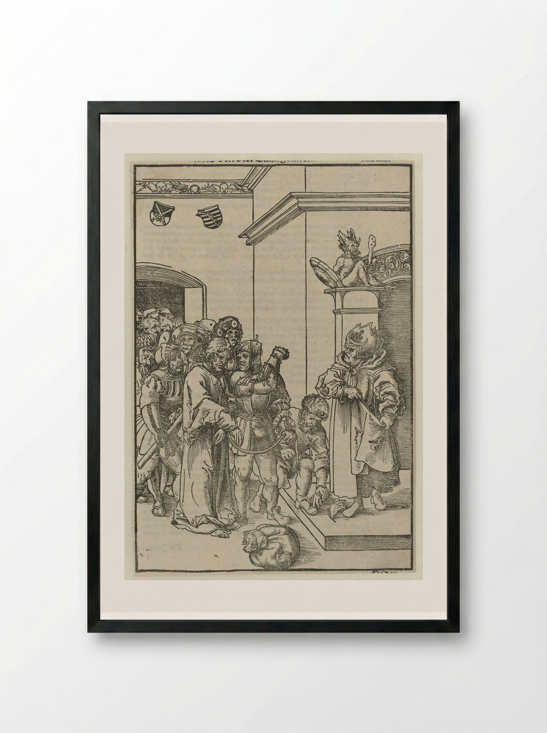 Christ before Caiaphas - Lucas Cranach the Elder - Framed Print Black