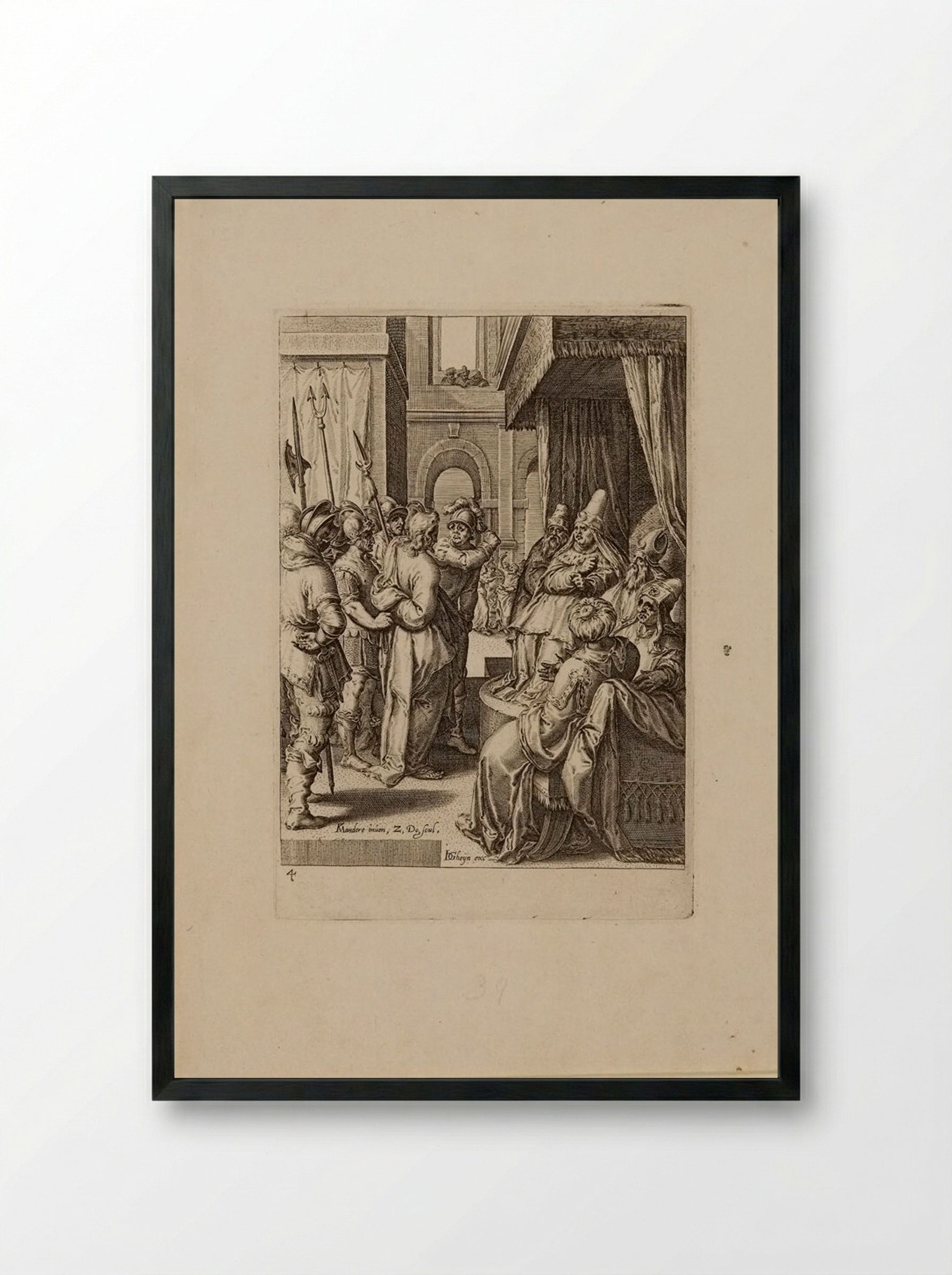 Christ before Caiaphas - Zacharias Dolendo - Framed Print Black