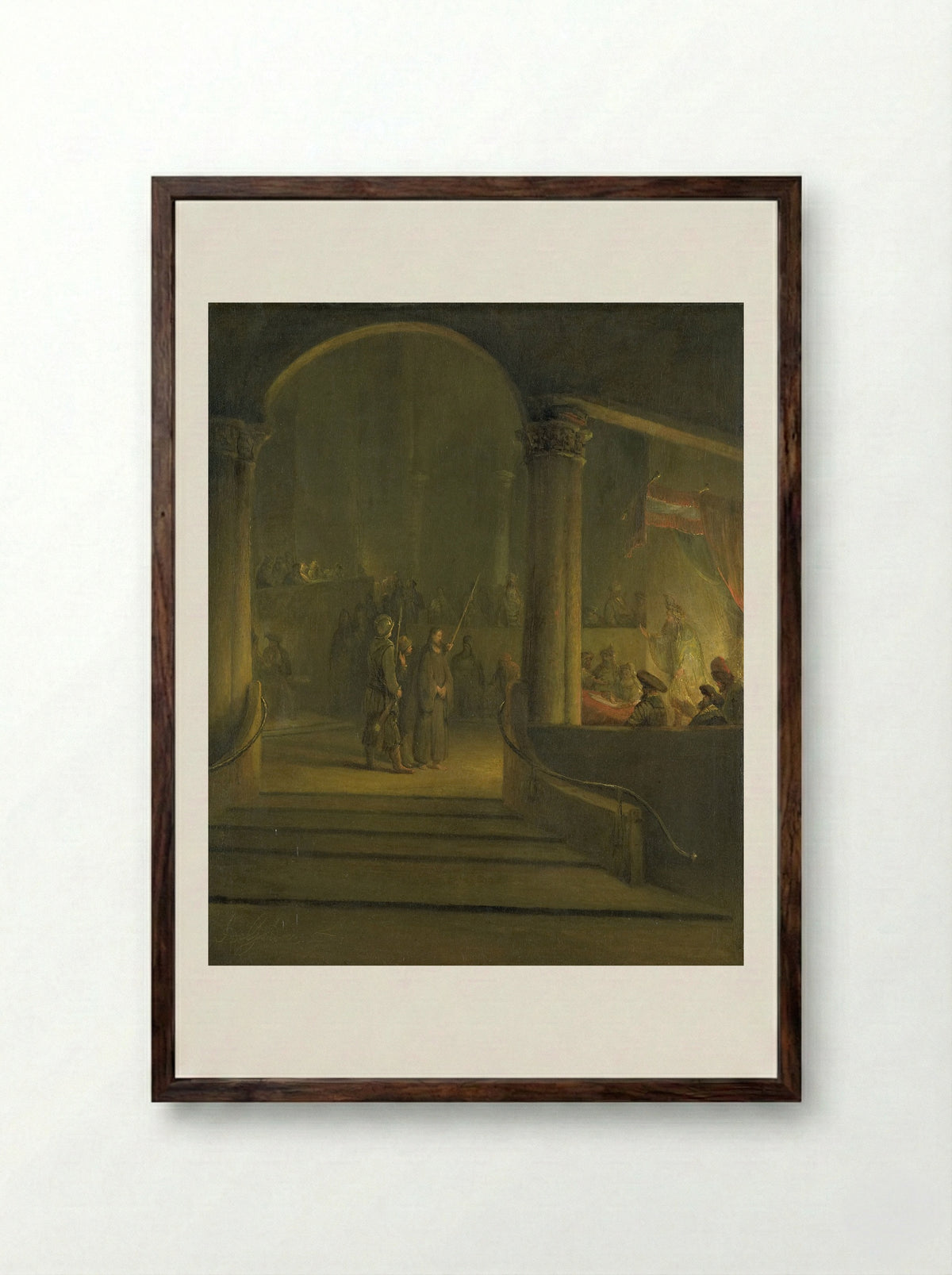 Christ before Caiaphas - Aert de Gelder - Framed Print Dark Wood