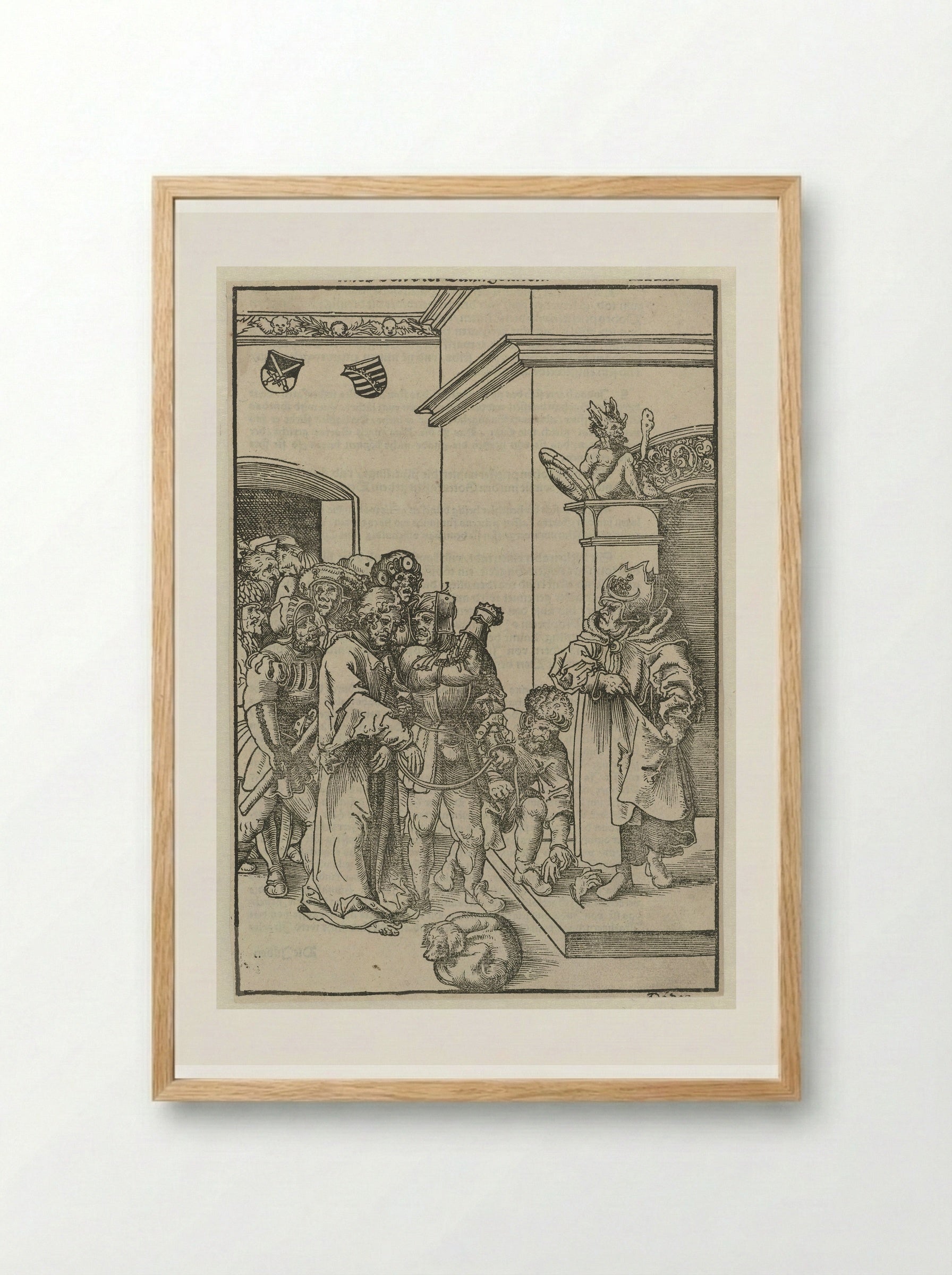 Christ before Caiaphas - Lucas Cranach the Elder - Framed Print Wood