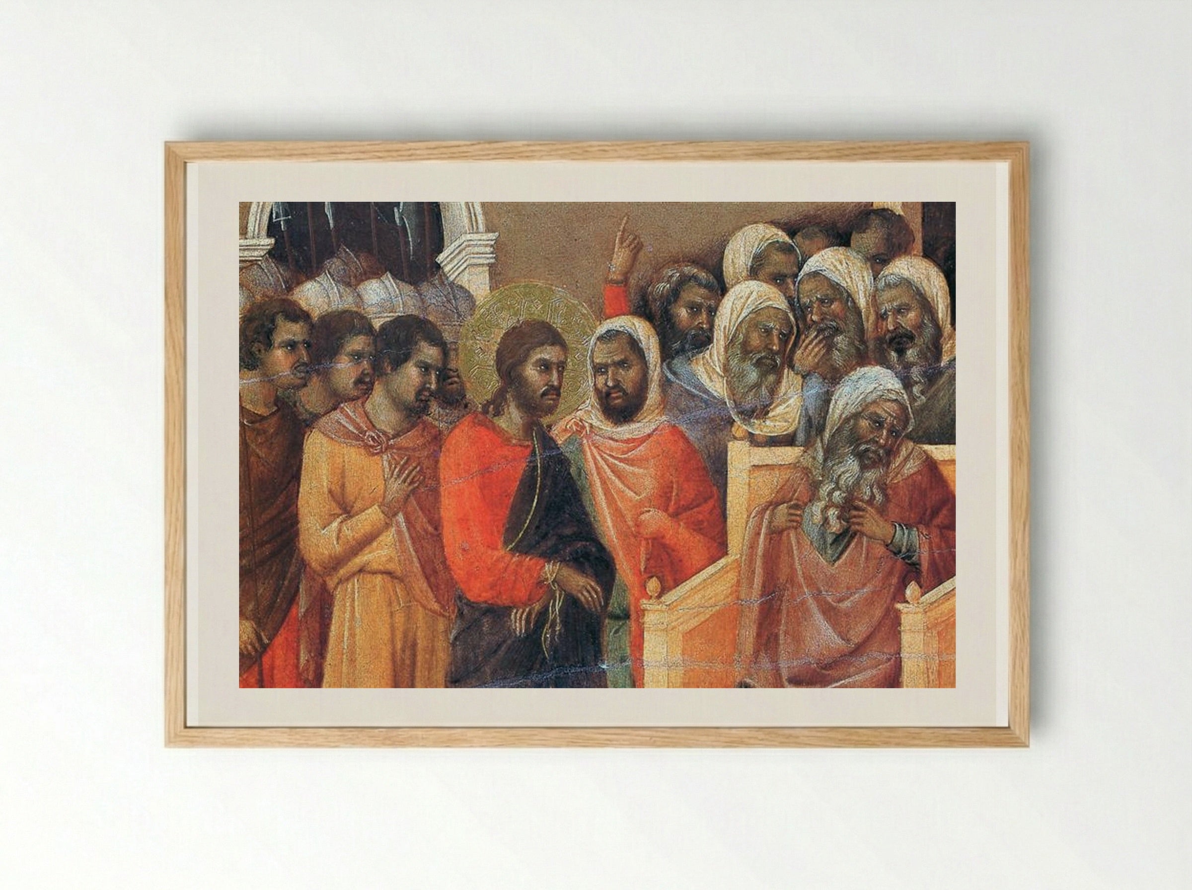 Christ before Caiaphas - Duccio di Buoninsegna - Framed Print Wood