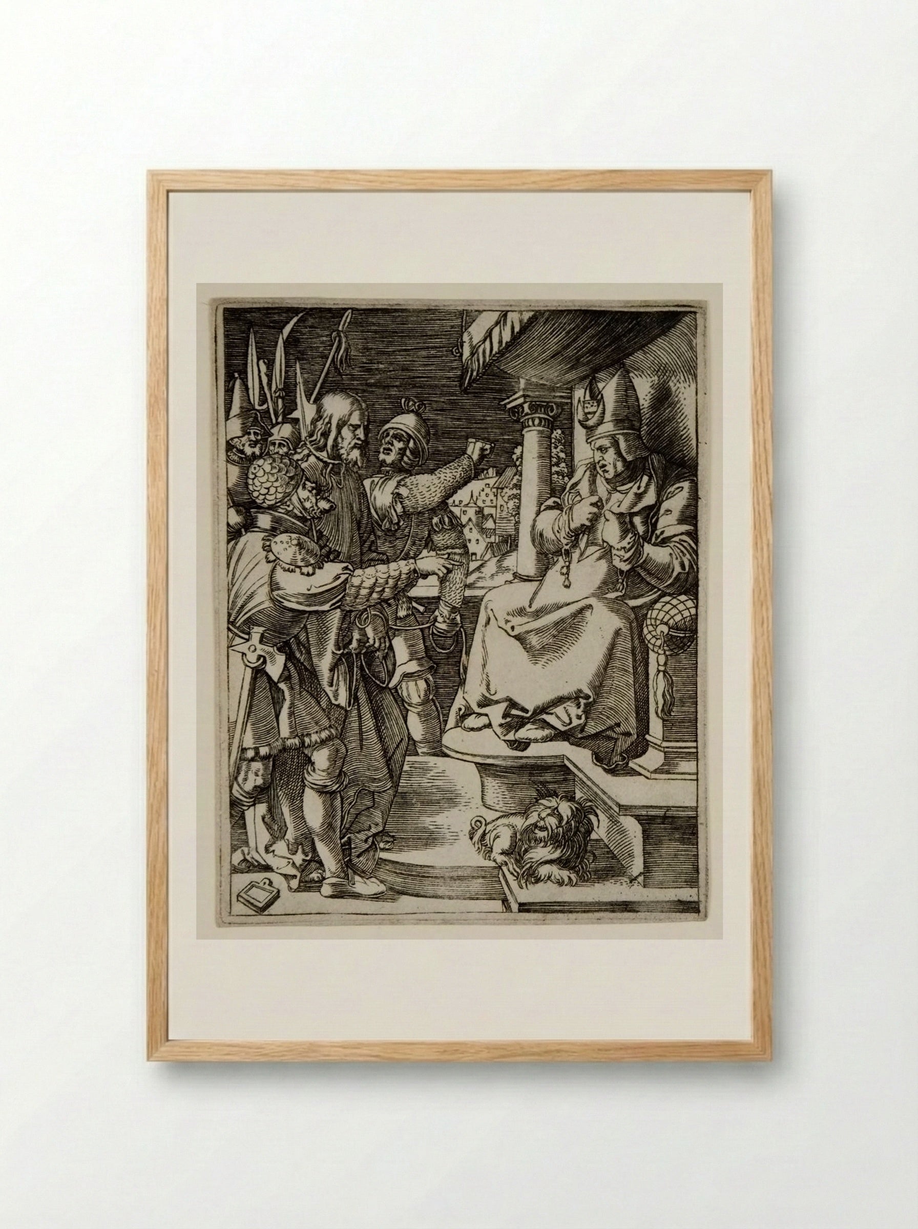 Christ before Caiphas - Marcantonio Raimondi - Framed Print Wood