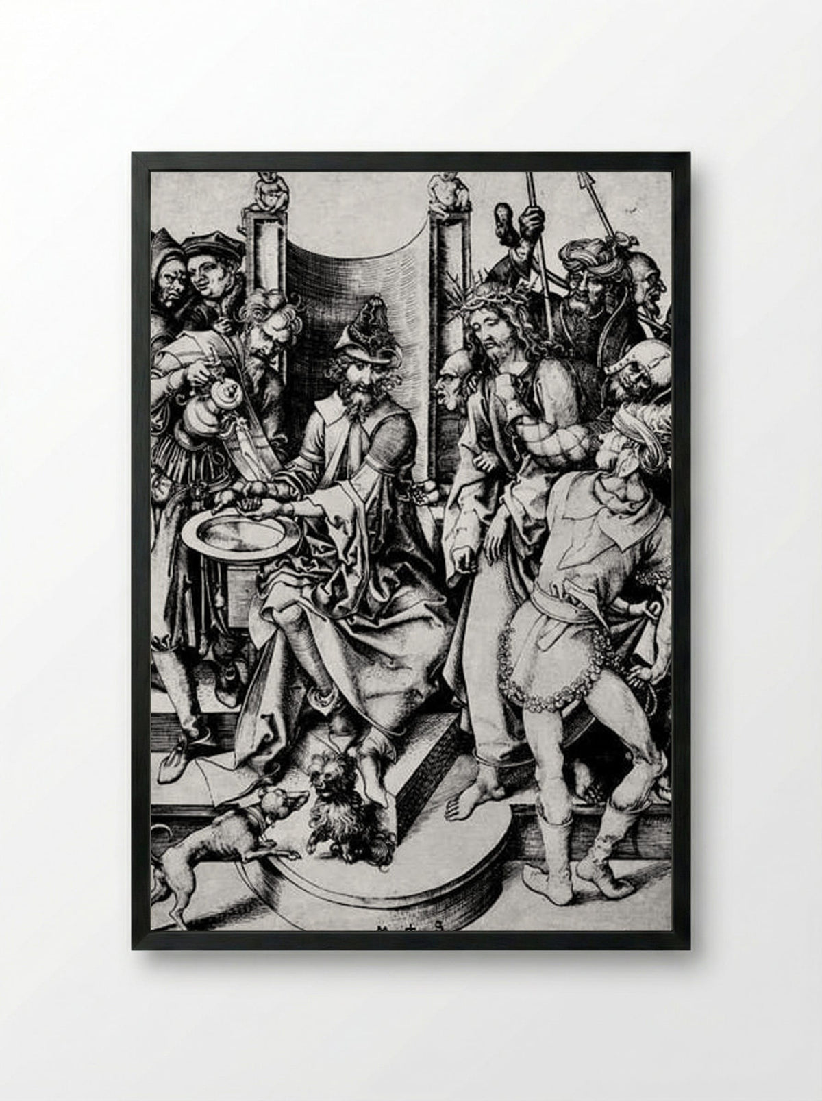 Christ before Pilate - Martin Schongauer - Framed Print Black