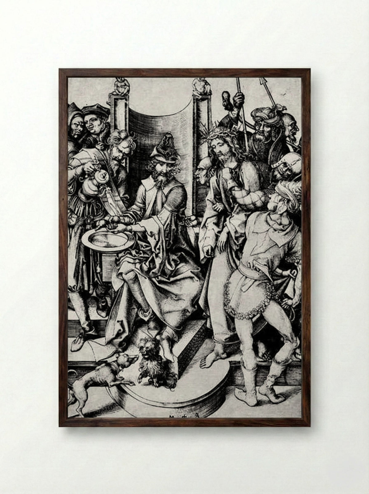 Christ before Pilate - Martin Schongauer - Framed Print Dark Wood