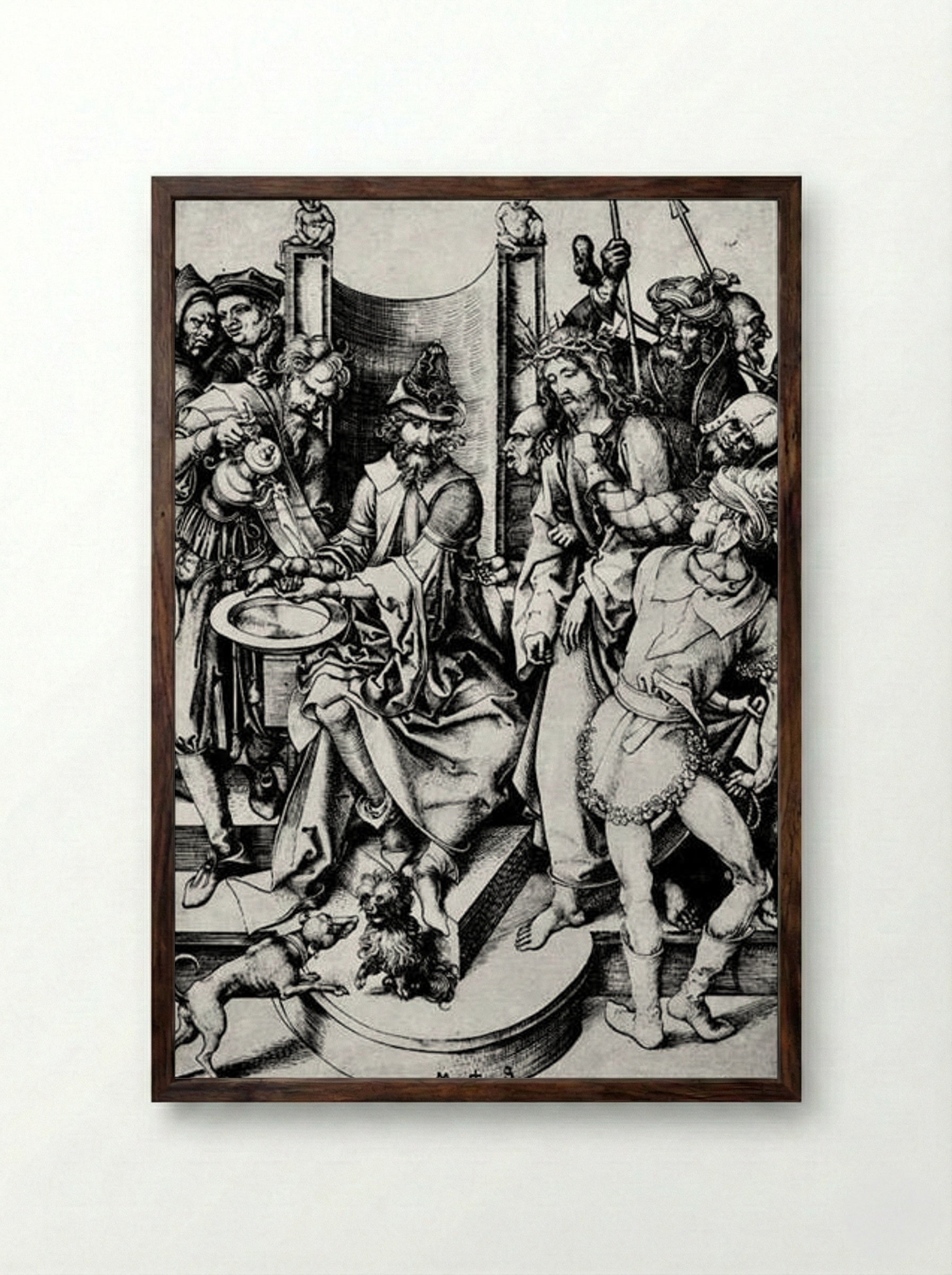 Christ before Pilate - Martin Schongauer - Framed Print Dark Wood