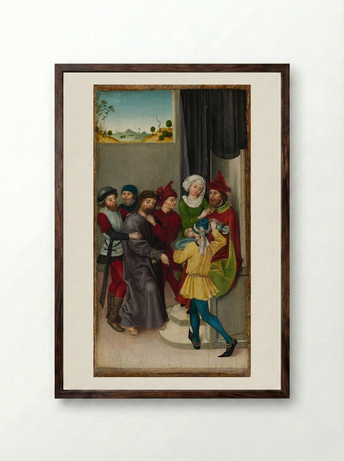 Christ before Pilate - Ludwig Schongauer - Framed Print Dark Wood