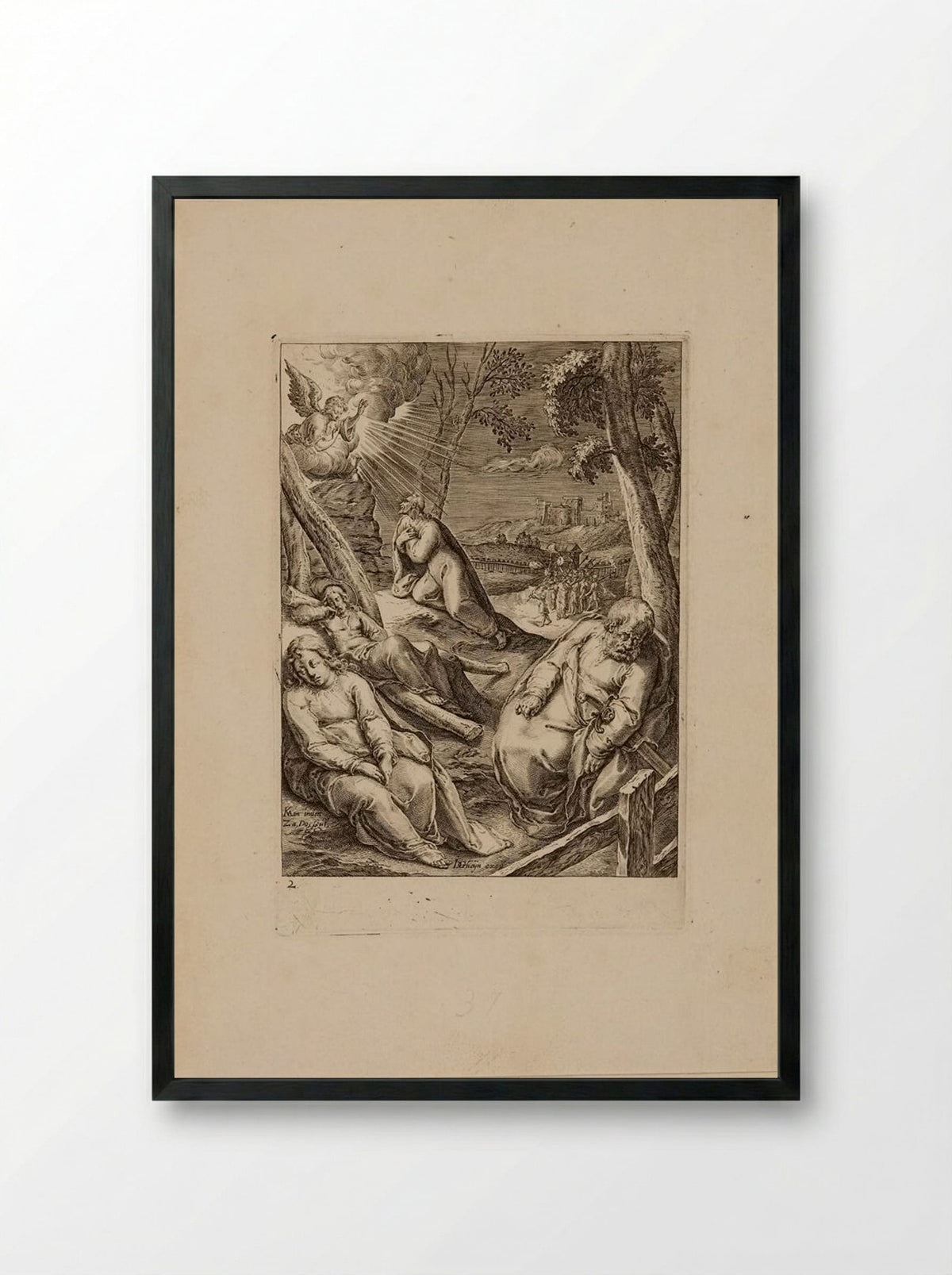 Christ in the Garden of Gethsemane - Zacharias Dolendo - Framed Print Black