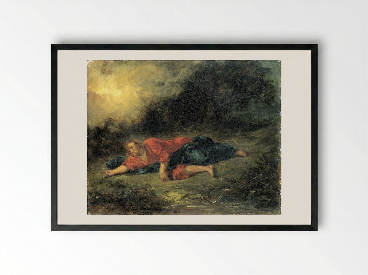 Christ in the Garden of Gethsemane - Eugène Delacroix - Framed Print Black