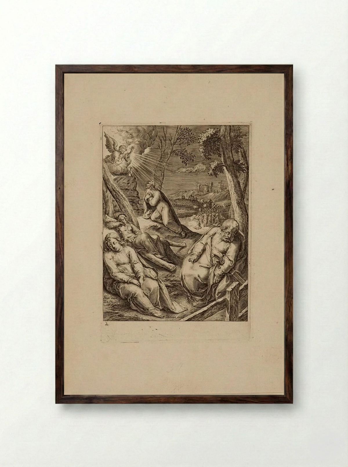 Christ in the Garden of Gethsemane - Zacharias Dolendo - Framed Print Dark Wood