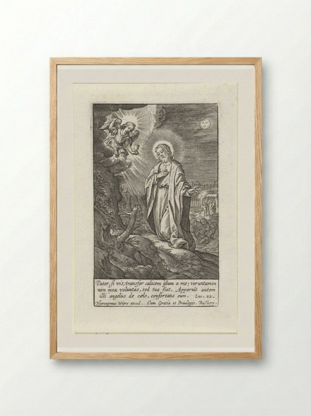 Christ in the Garden of Gethsemane - Hieronymus Wierix - Framed Print Wood
