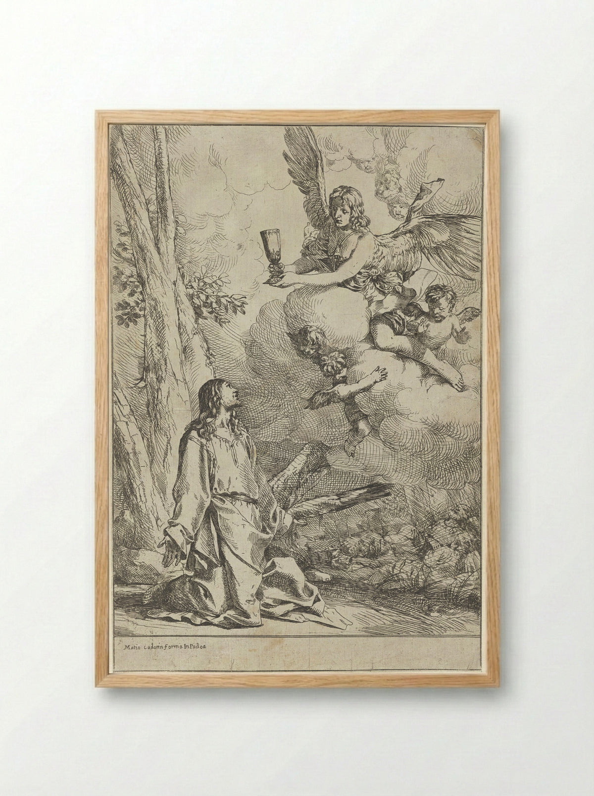 Christ in the Garden of Gethsemane - Giulio Carpioni - Framed Print Wood
