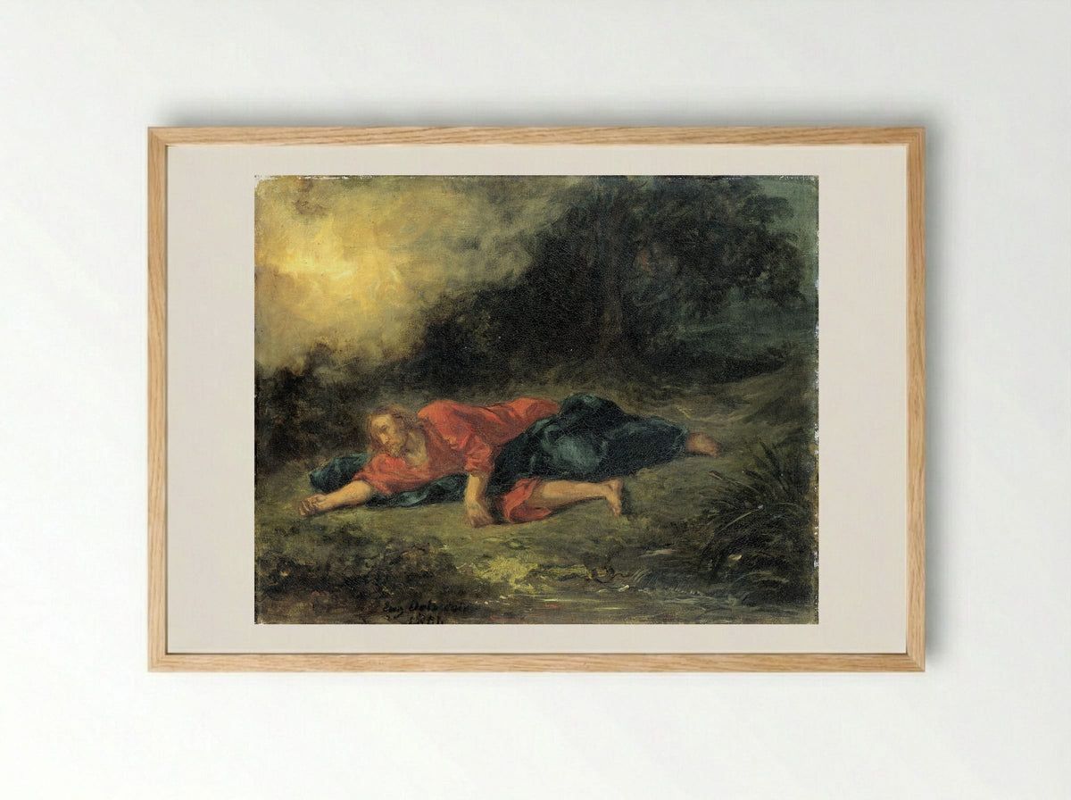 Christ in the Garden of Gethsemane - Eugène Delacroix - Framed Print Wood