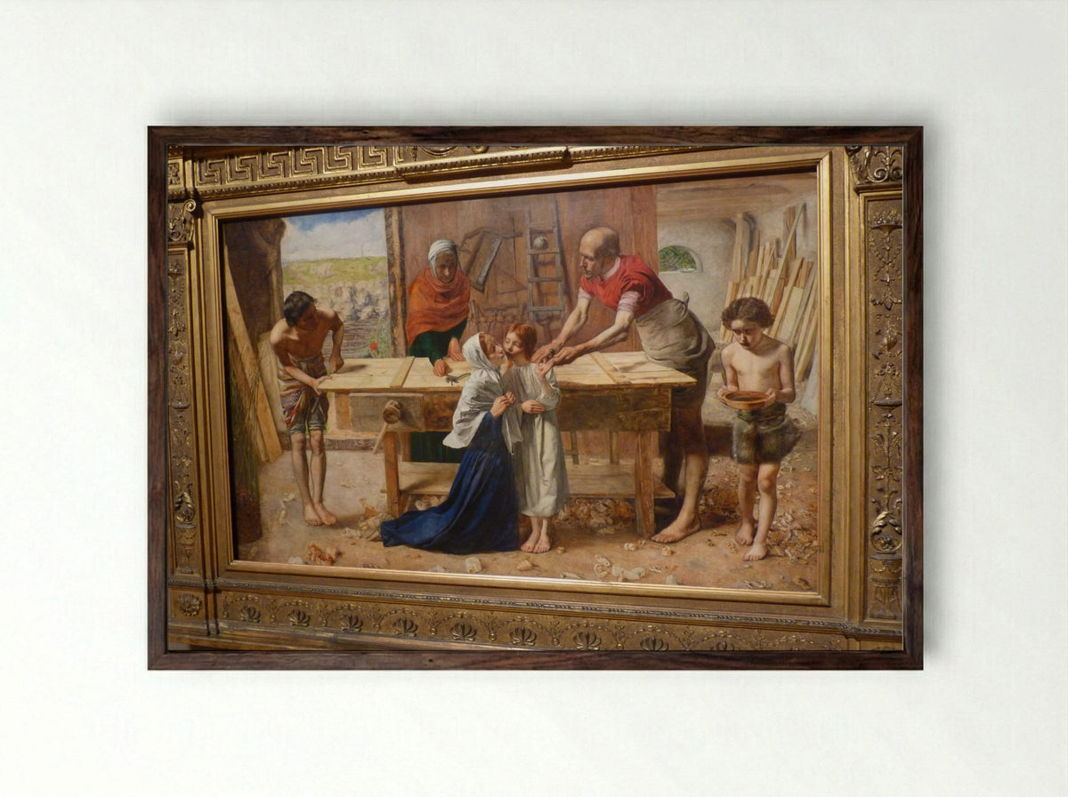 Christ in the House of His Parents - John Everett Millais - Framed Print Dark Wood