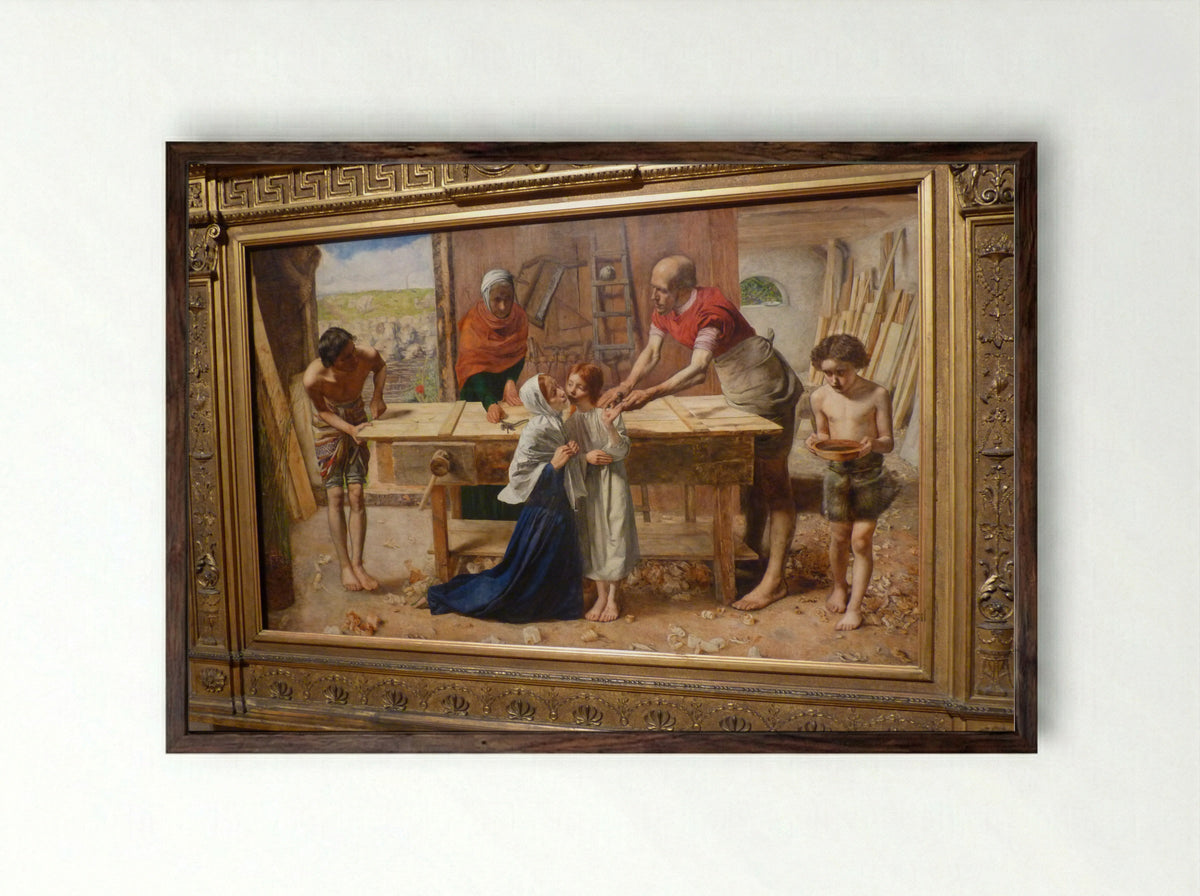 Christ in the House of His Parents - John Everett Millais - Framed Print Dark Wood