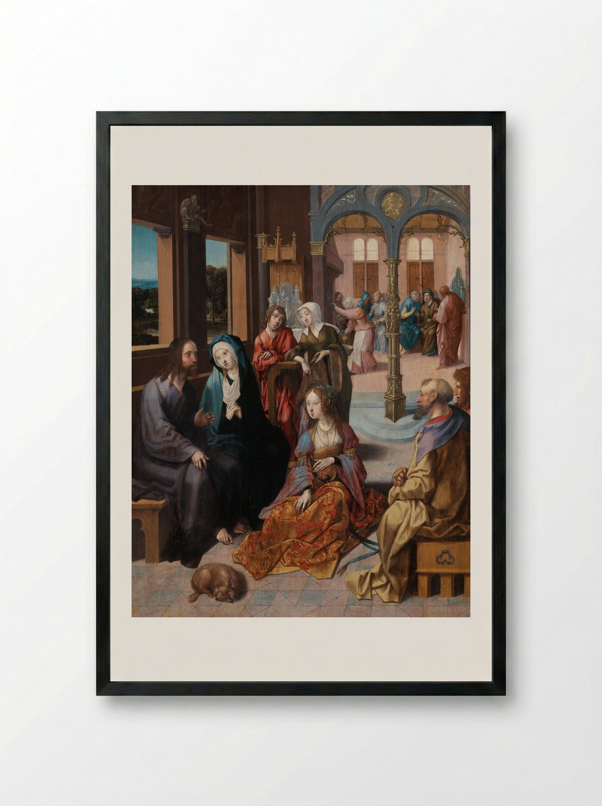 Christ in the House of Martha and Mary - Cornelis Engebrechtsz. - Framed Print Black