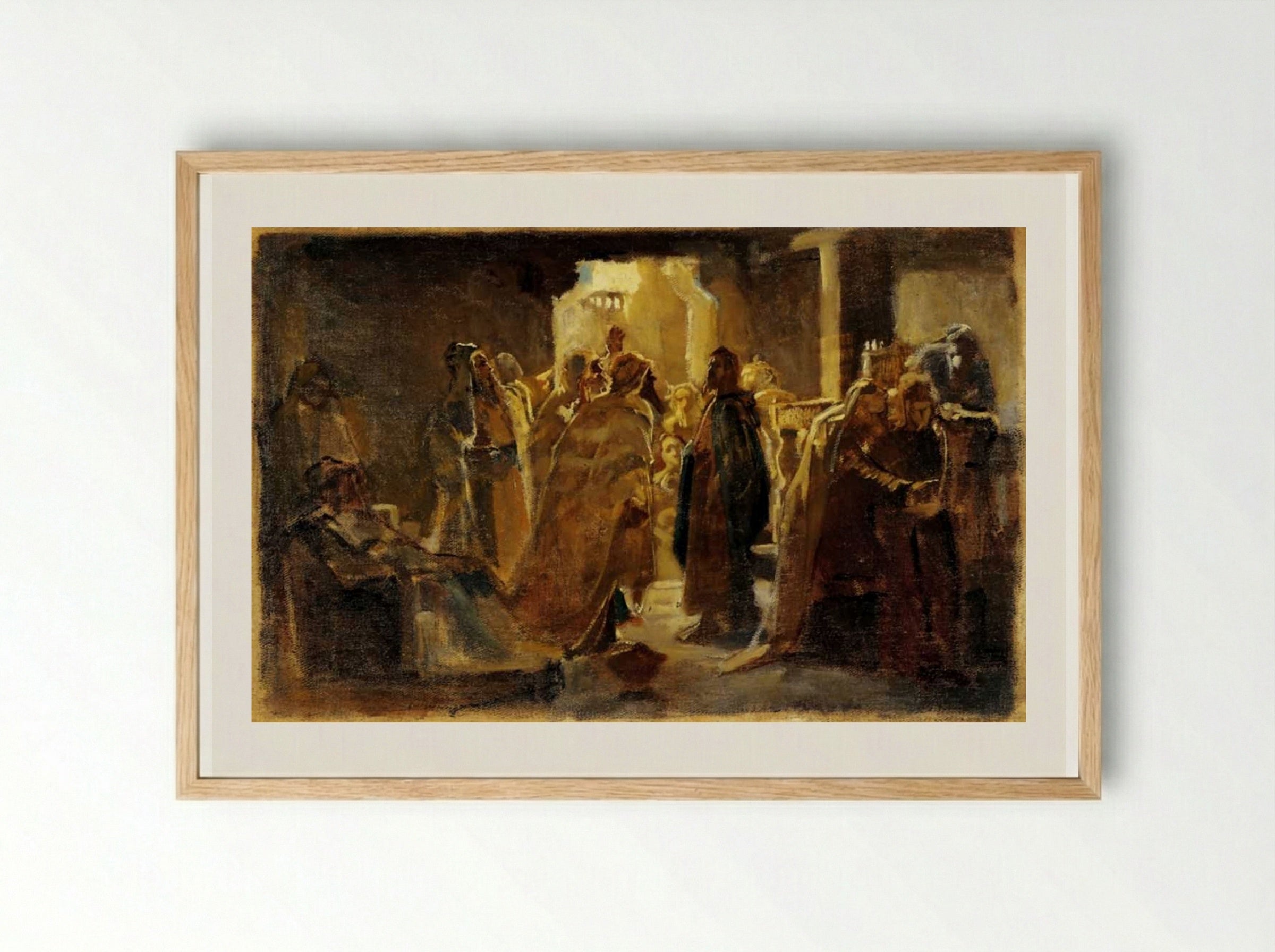 Christ in the Synagogue - Nikolai Ge - Framed Print Wood