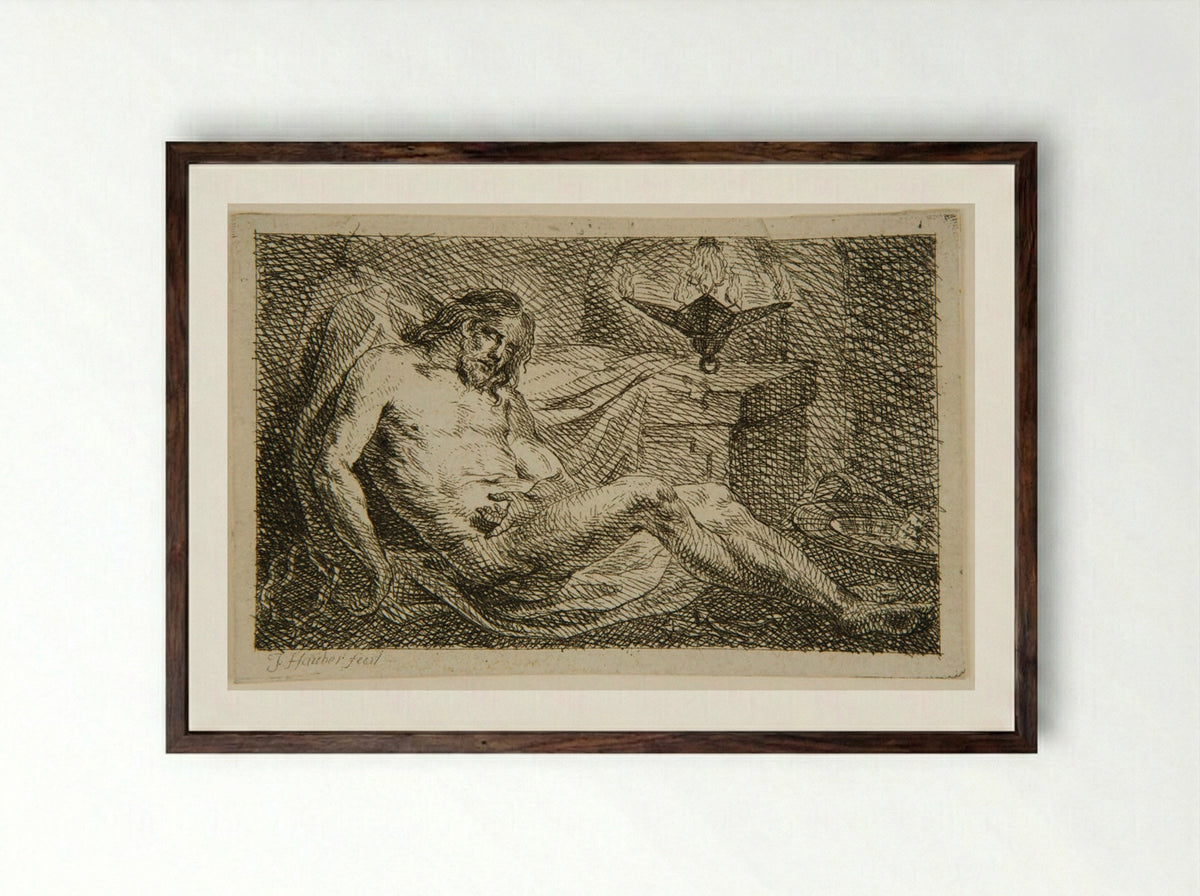 Christ in the Tomb - Joseph Hauber - Framed Print Dark Wood