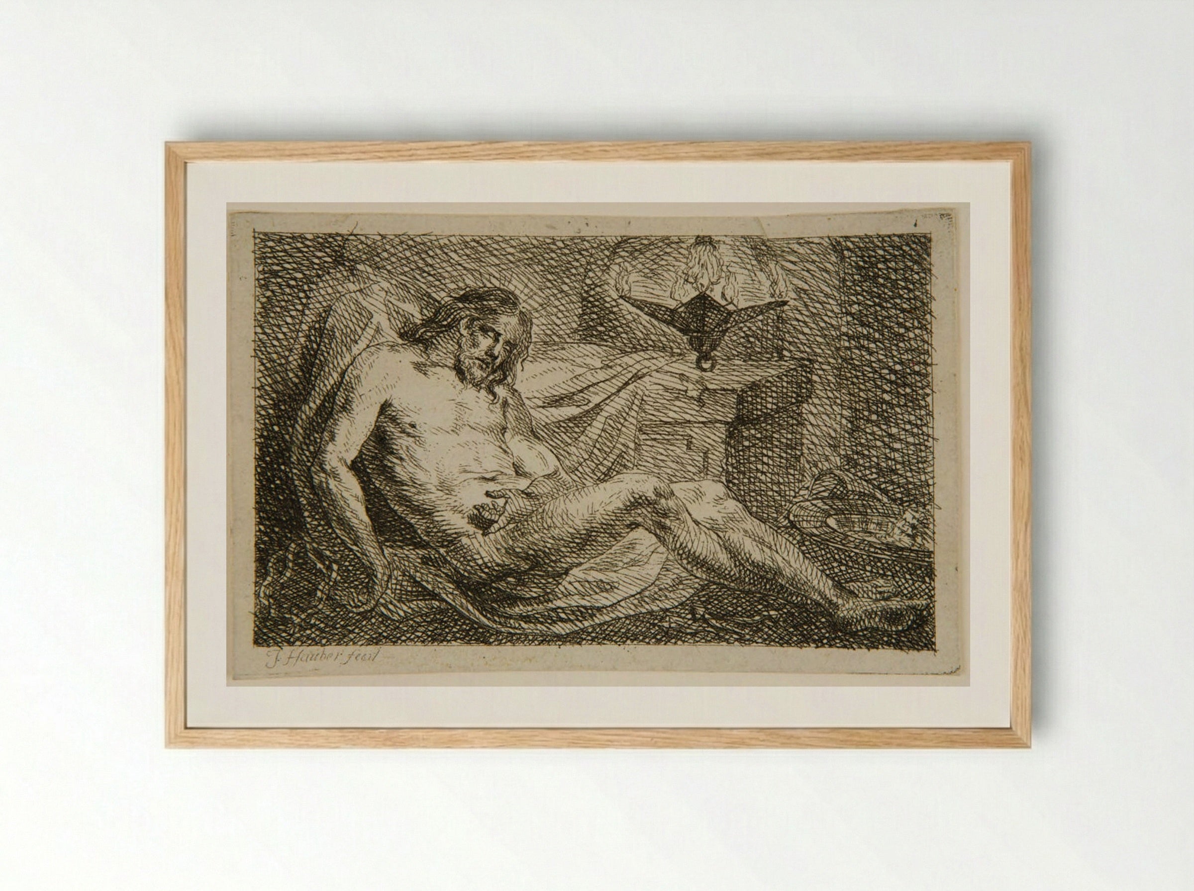 Christ in the Tomb - Joseph Hauber - Framed Print Wood