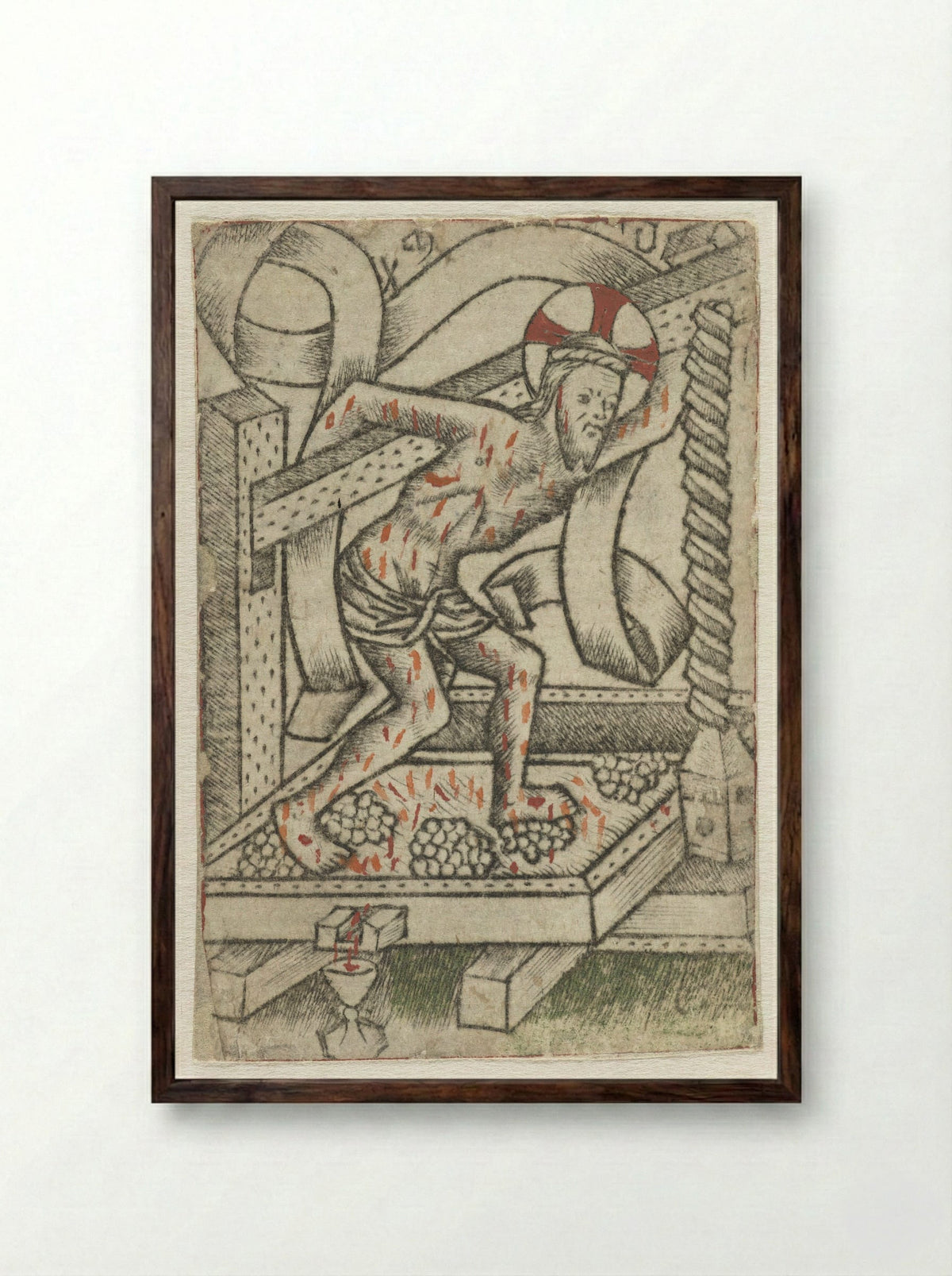 Christ in the Winepress - Meester van het Martyrium der Tienduizend - Framed Print Dark Wood