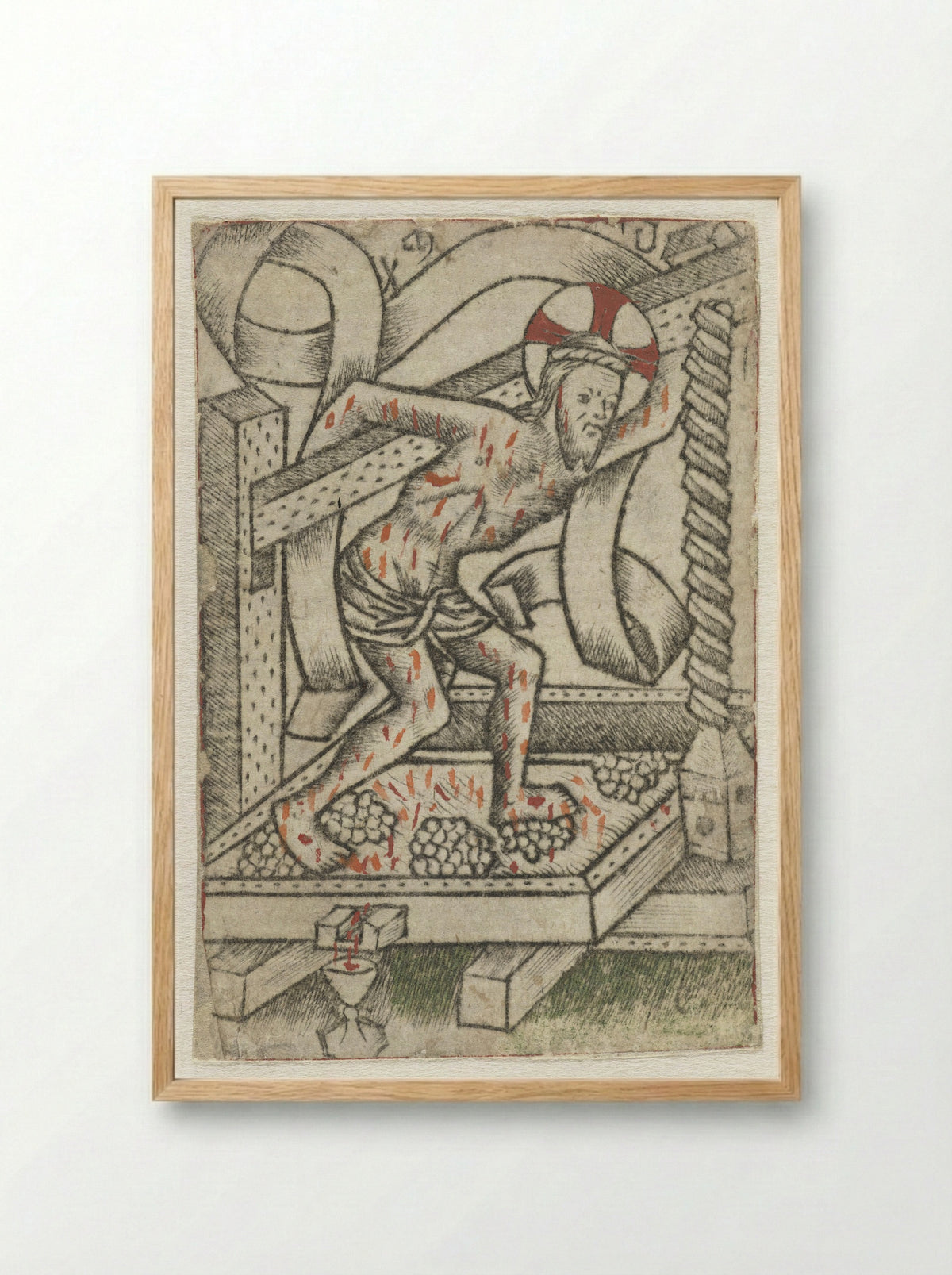 Christ in the Winepress - Meester van het Martyrium der Tienduizend - Framed Print Wood