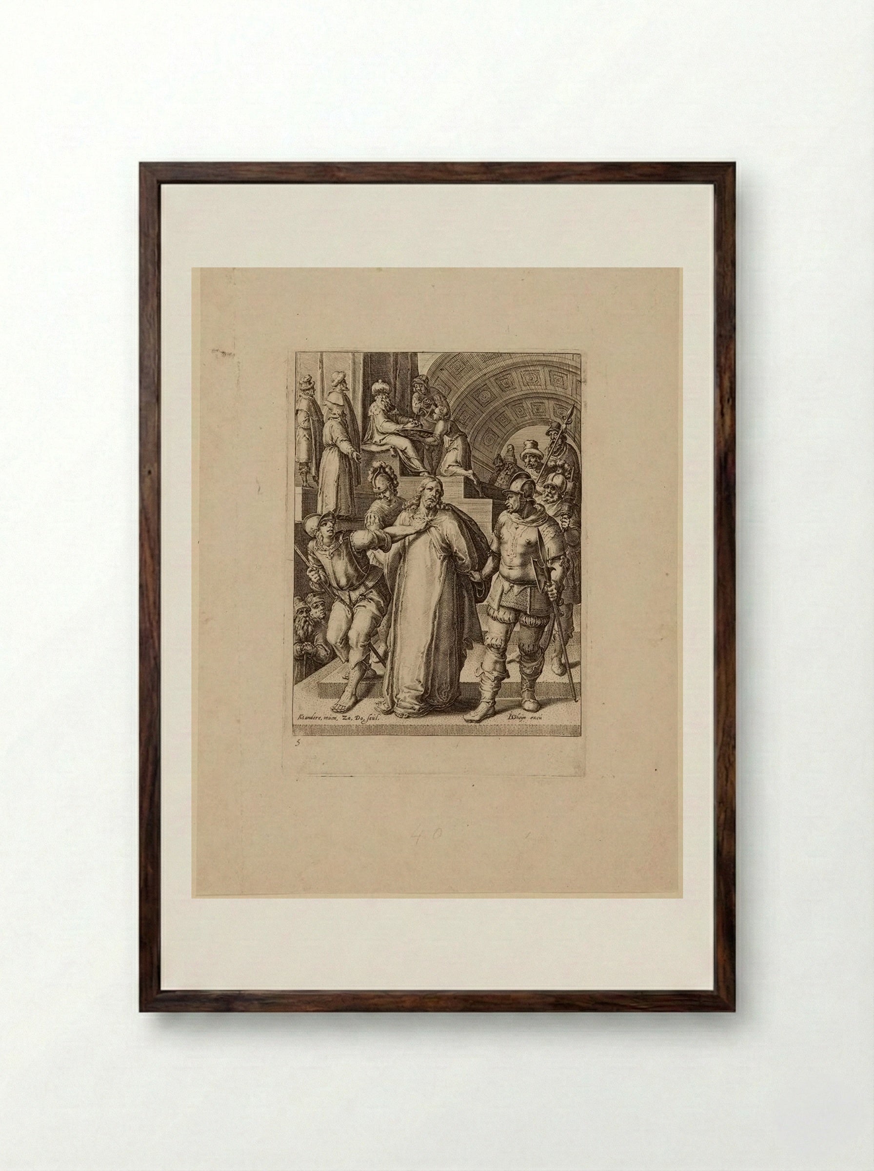 Christ led away from Pilate - Zacharias Dolendo - Framed Print Dark Wood