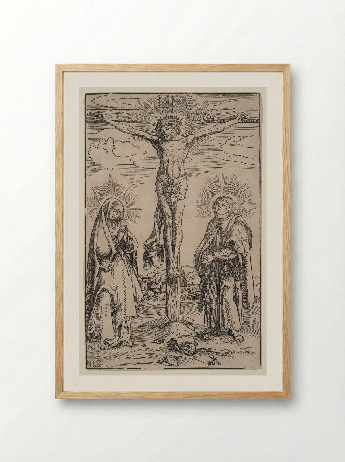 Christ on the Cross, Between the Virgin and Saint John - Lucas Cranach the Elder - Framed Print Wood