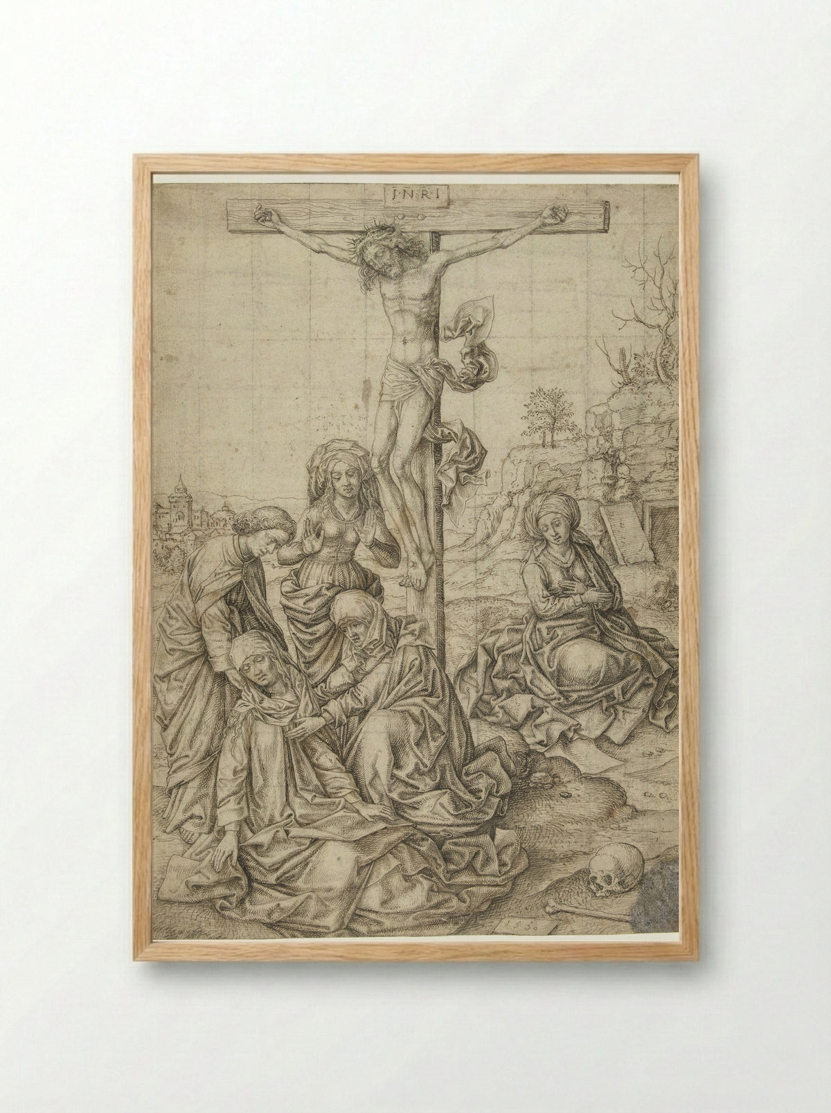 Christ on the Cross with Saint John, the Three Marys, and Mary Magdalene - Pieter Huys - Framed Print Wood
