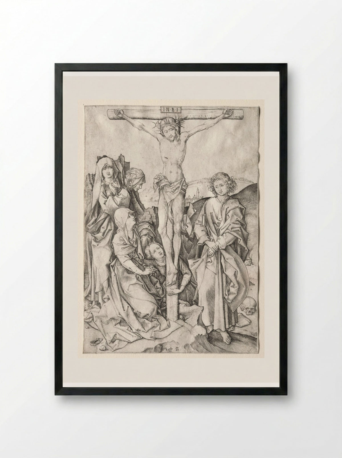 Christ on the Cross - Martin Schongauer - Framed Print Black