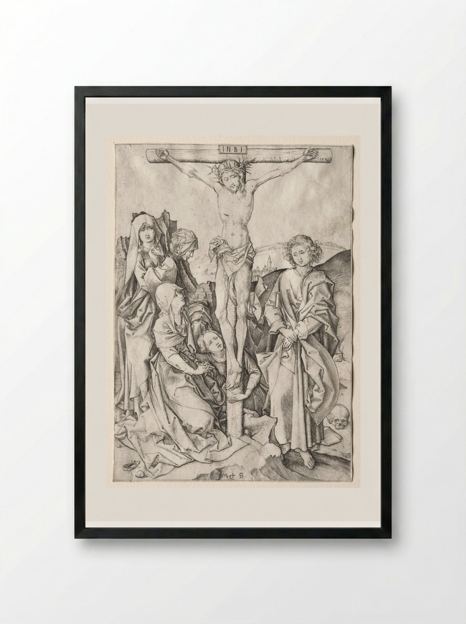 Christ on the Cross - Martin Schongauer - Framed Print Black