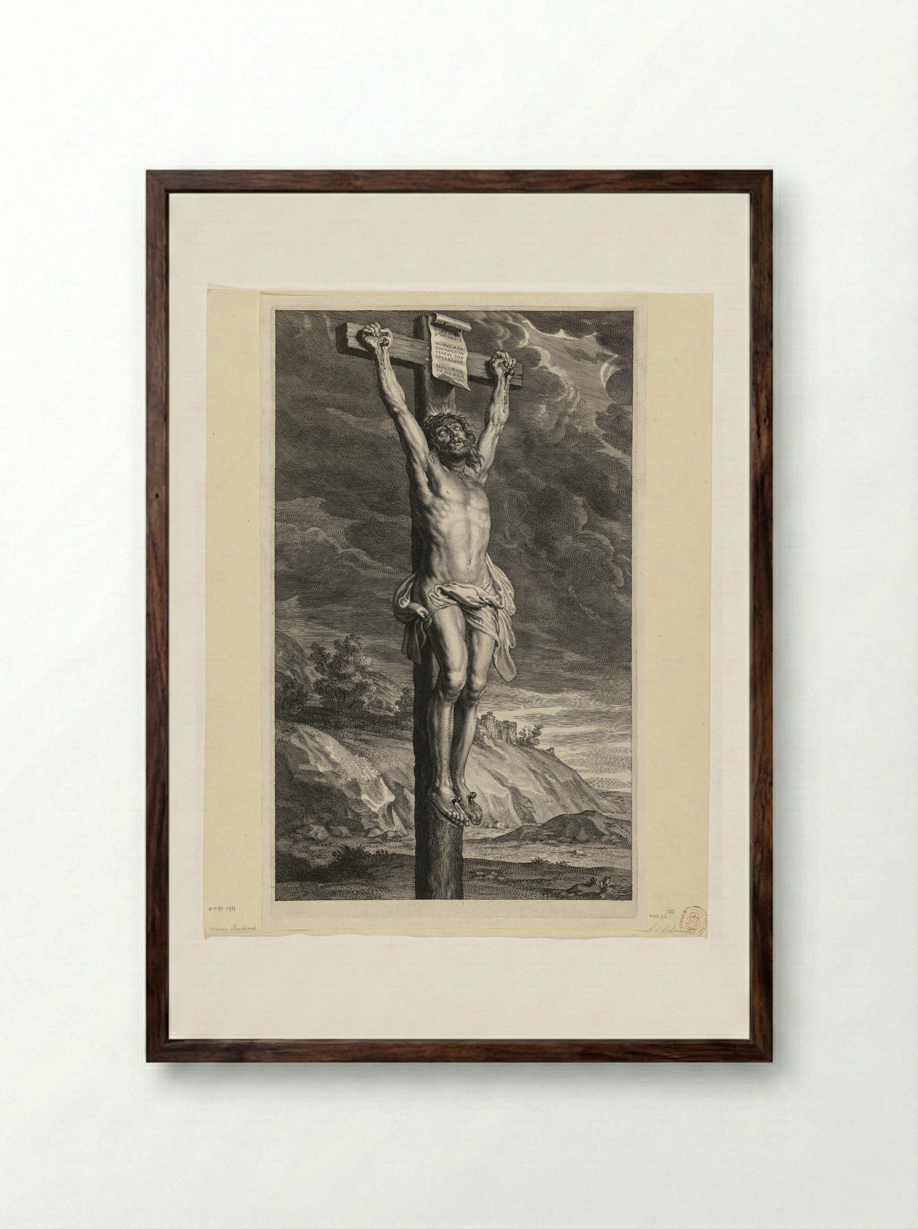 Christ on the Cross - Schelte Adamsz. Bolswert - Framed Print Dark Wood