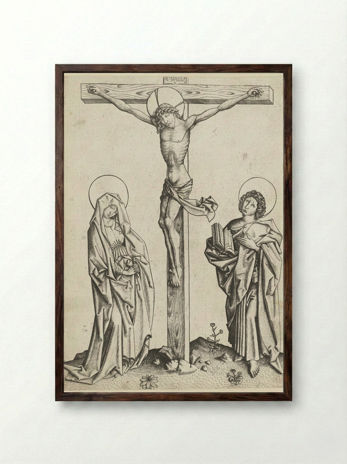 Christ on the Cross - Master E.S. - Framed Print Dark Wood