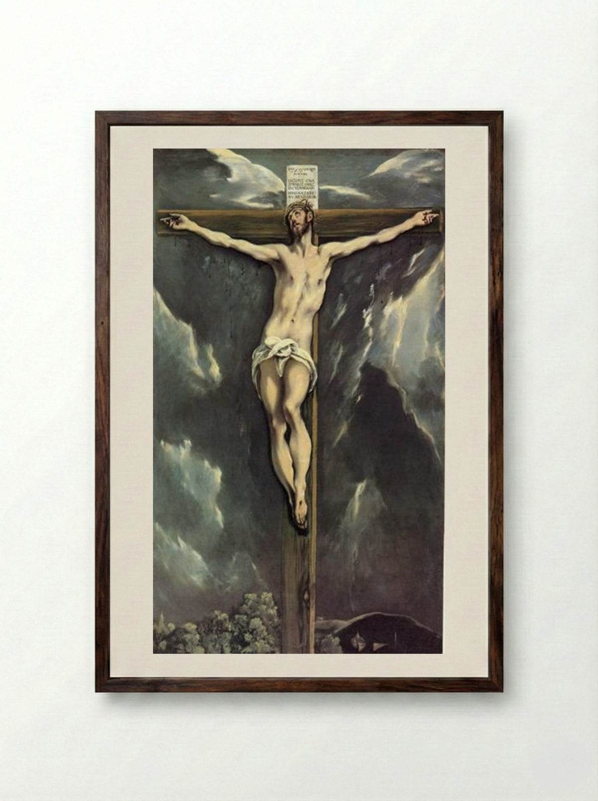 Christ on the Cross - El Greco - Framed Print Dark Wood