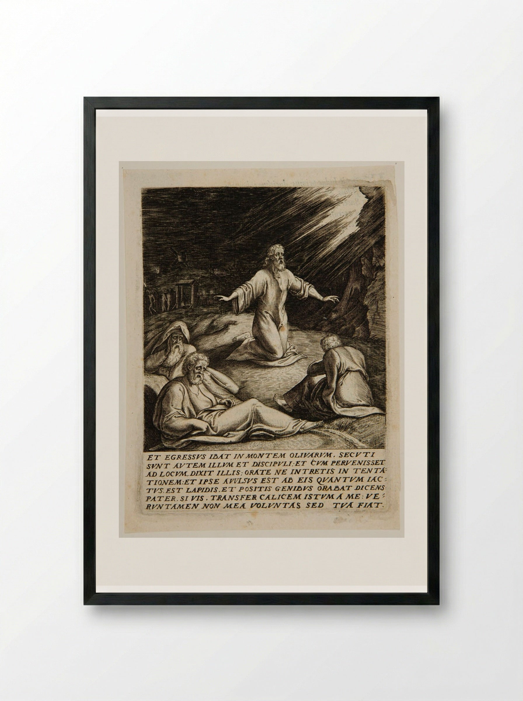 Christ on the Mount of Olives - Johannes Wierix - Framed Print Black