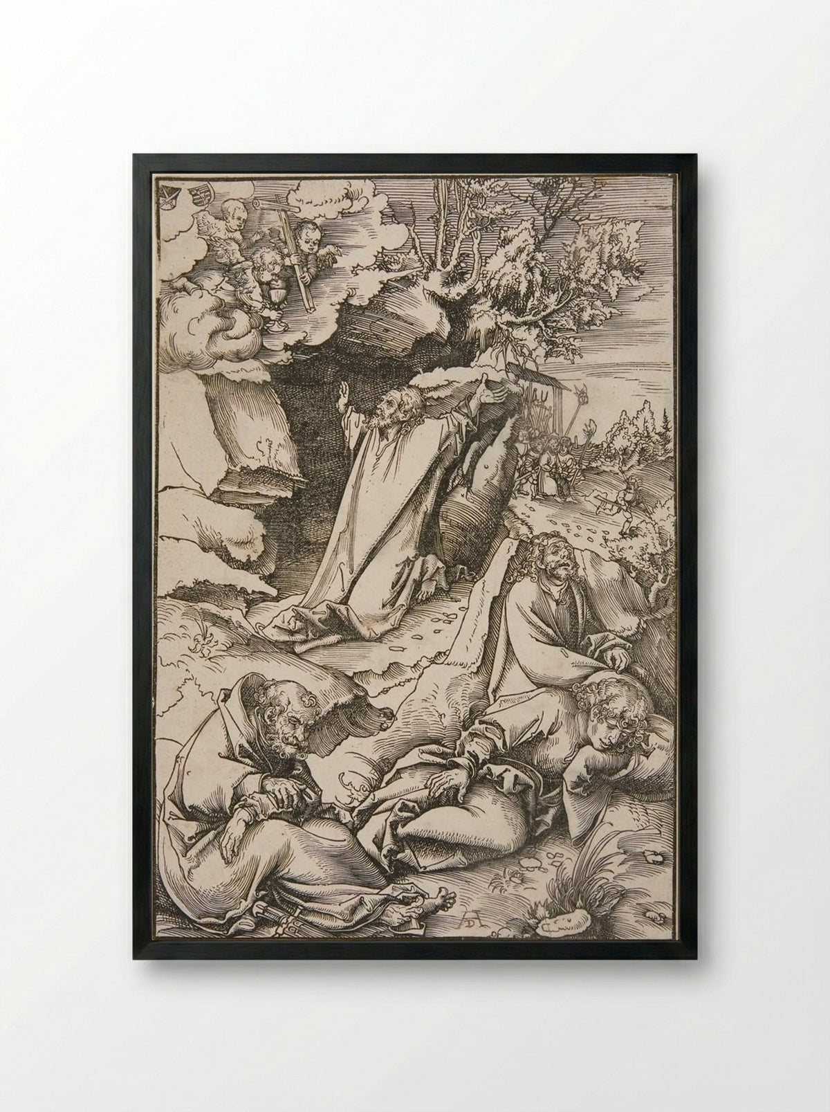 Christ on the Mount of Olives - Lucas Cranach the Elder - Framed Print Black