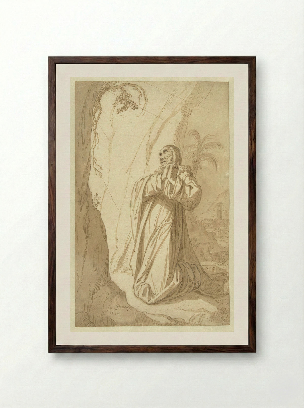 Christ on the Mount of Olives - Jan Symonsz Pynas - Framed Print Dark Wood