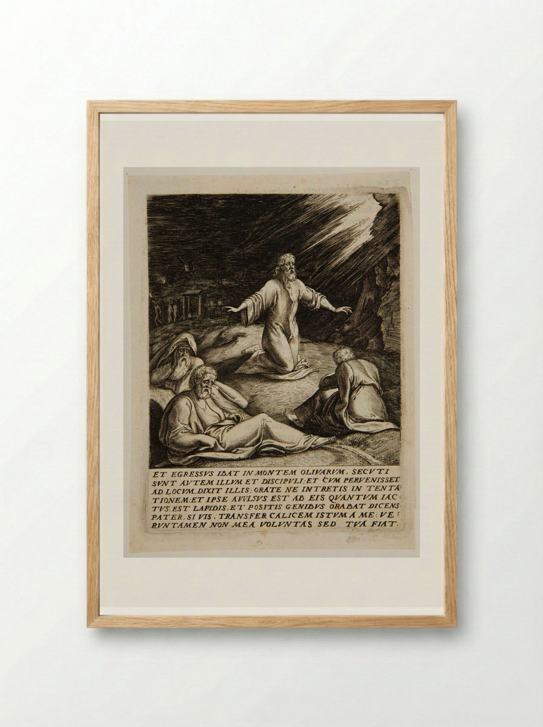 Christ on the Mount of Olives - Johannes Wierix - Framed Print Wood