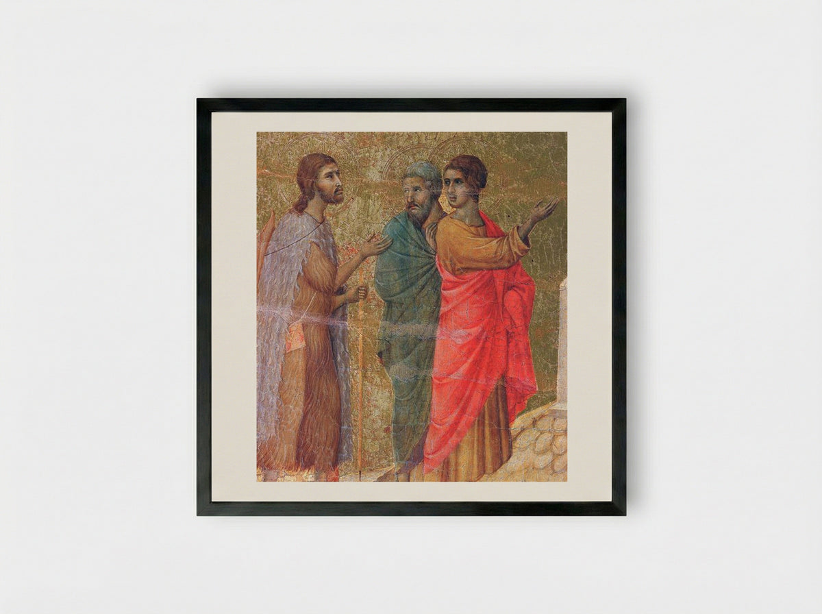 Christ on the Road to Emmaus (Fragment) - Duccio di Buoninsegna - Framed Print Black