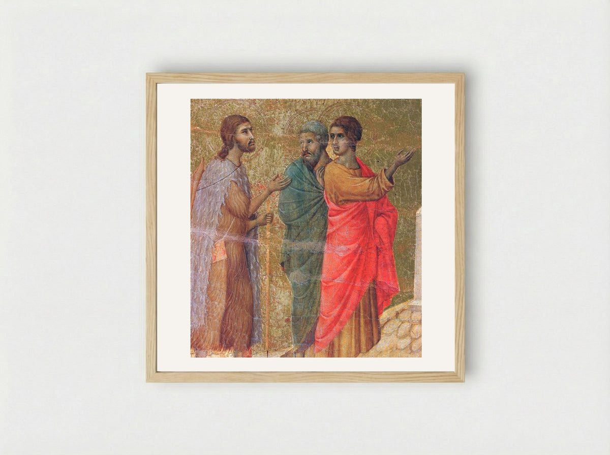 Christ on the Road to Emmaus (Fragment) - Duccio di Buoninsegna - Framed Print Wood