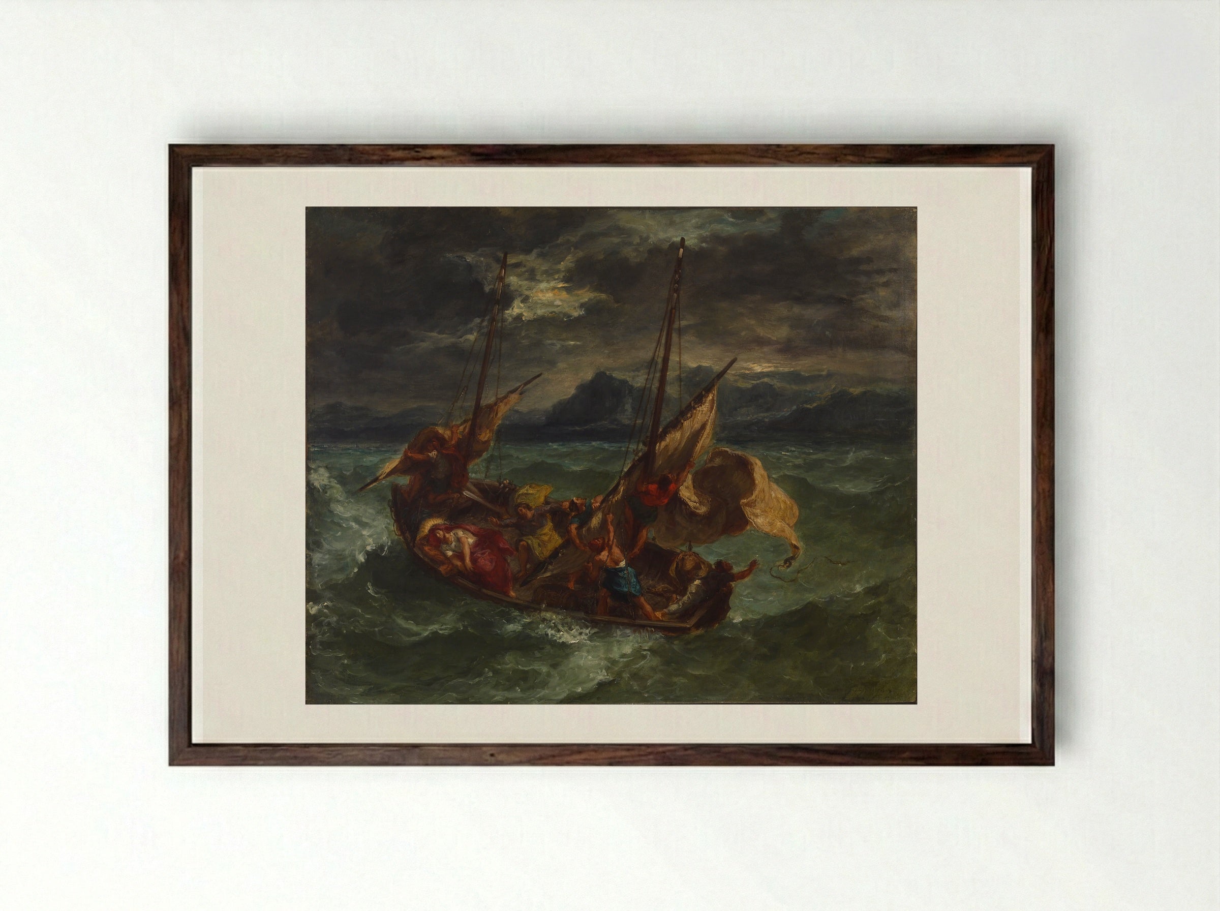 Christ on the Sea of Galilee - Eugène Delacroix - Framed Print Dark Wood