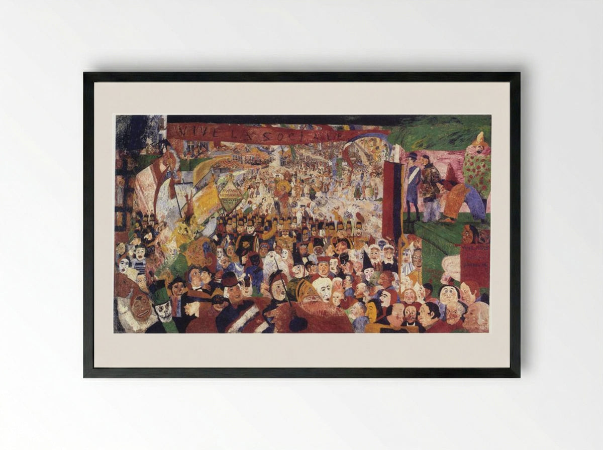 Christ's Entry Into Brussels in 1889 - James Ensor - Framed Print Black