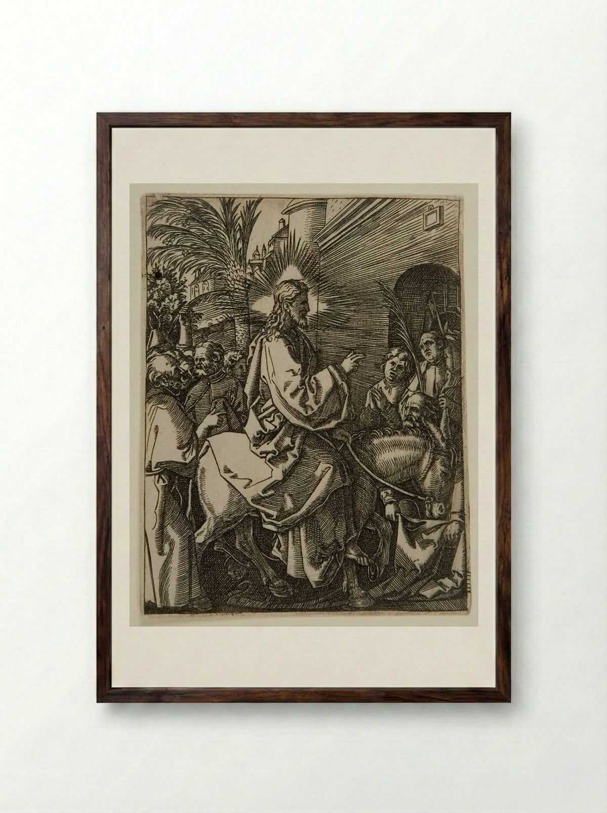 Christ's Entry into Jerusalem - Marcantonio Raimondi - Framed Print Dark Wood