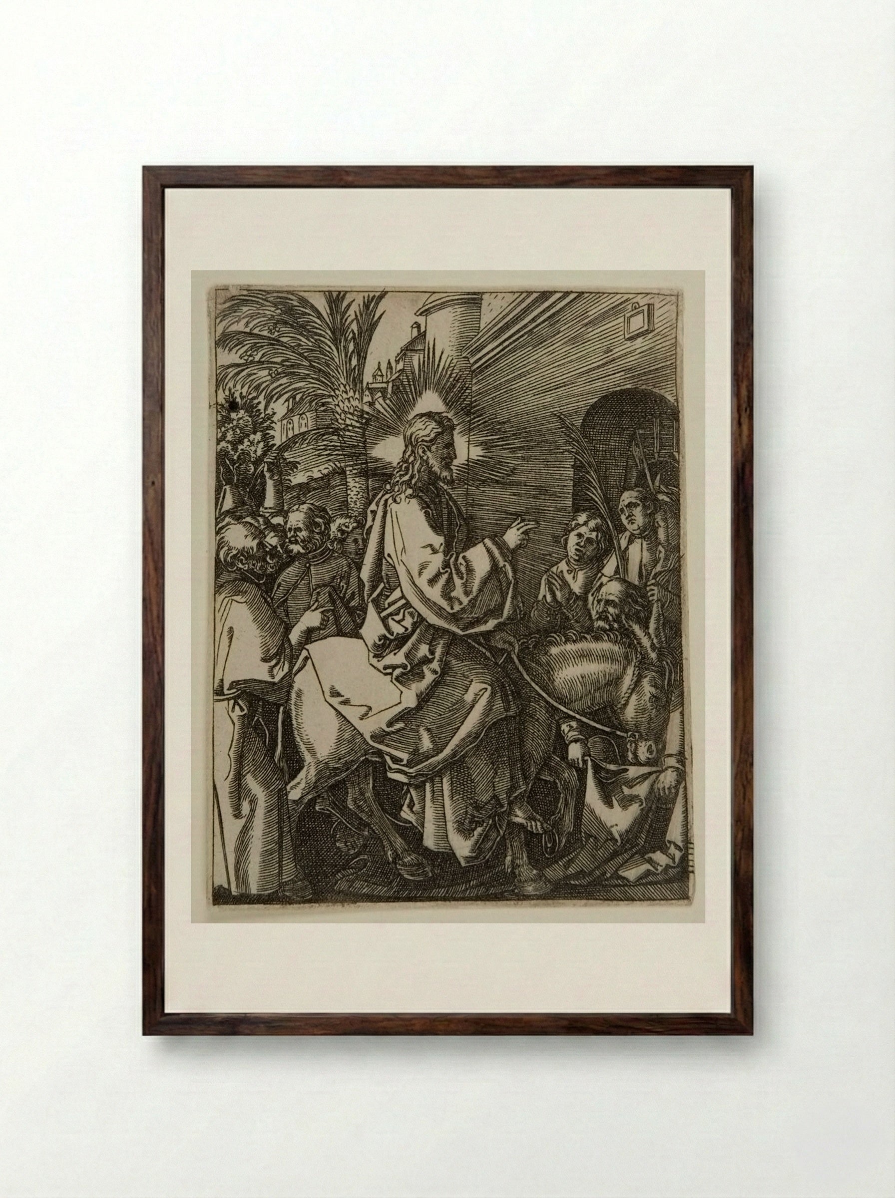 Christ's Entry into Jerusalem - Marcantonio Raimondi - Framed Print Dark Wood