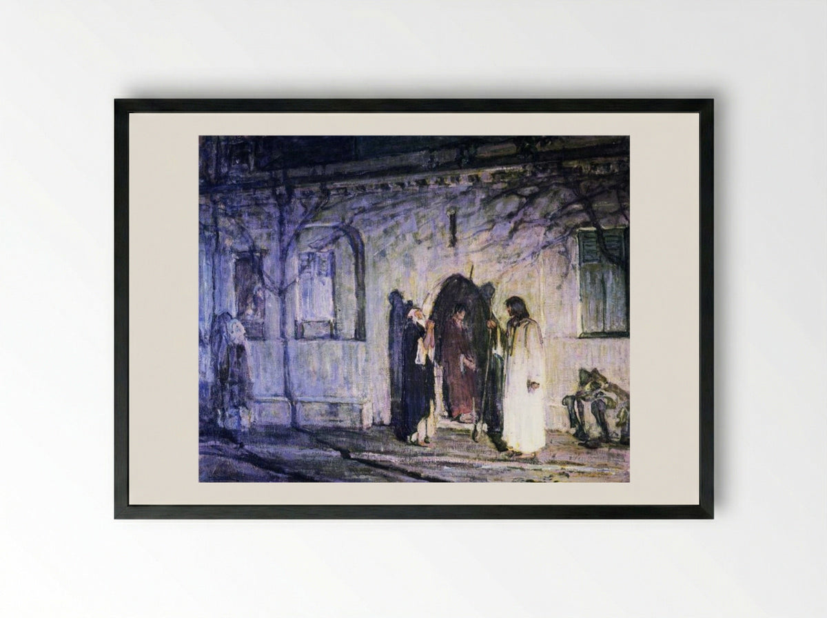 Christ with the Canaanite Woman and Her Daughter - Henry Ossawa Tanner - Framed Print Black