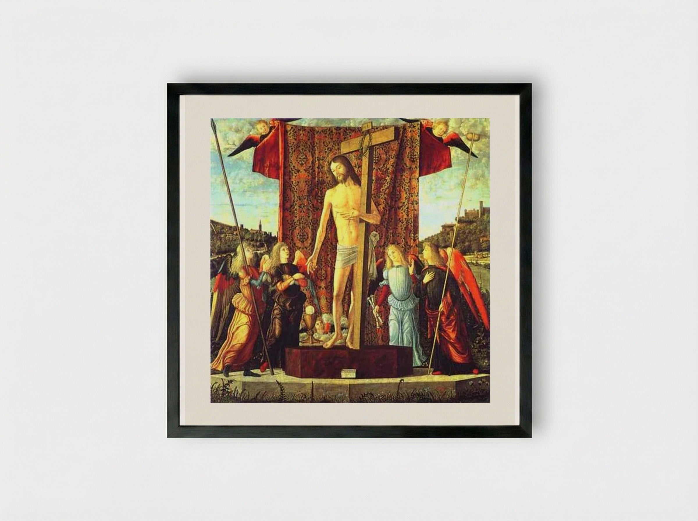 Christ with the Symbols of the Passion Surrounded by Angels - Vittore Carpaccio - Framed Print Black