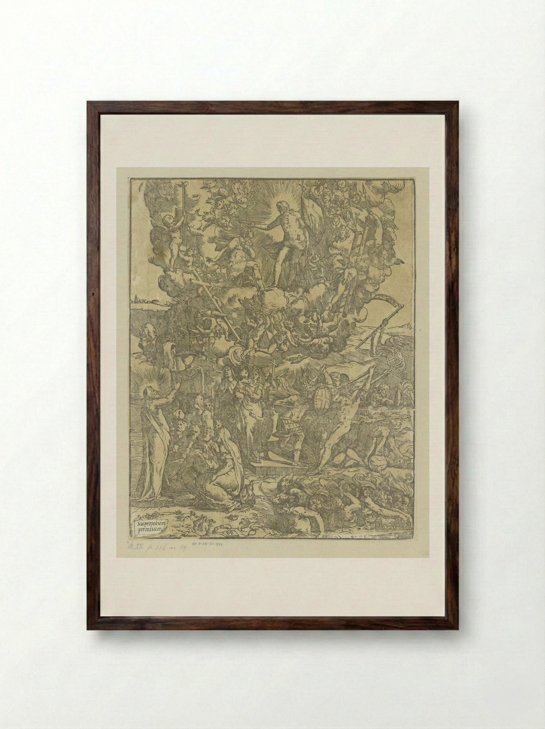 Christelijke helden - Andrea Andreani - Framed Print Dark Wood