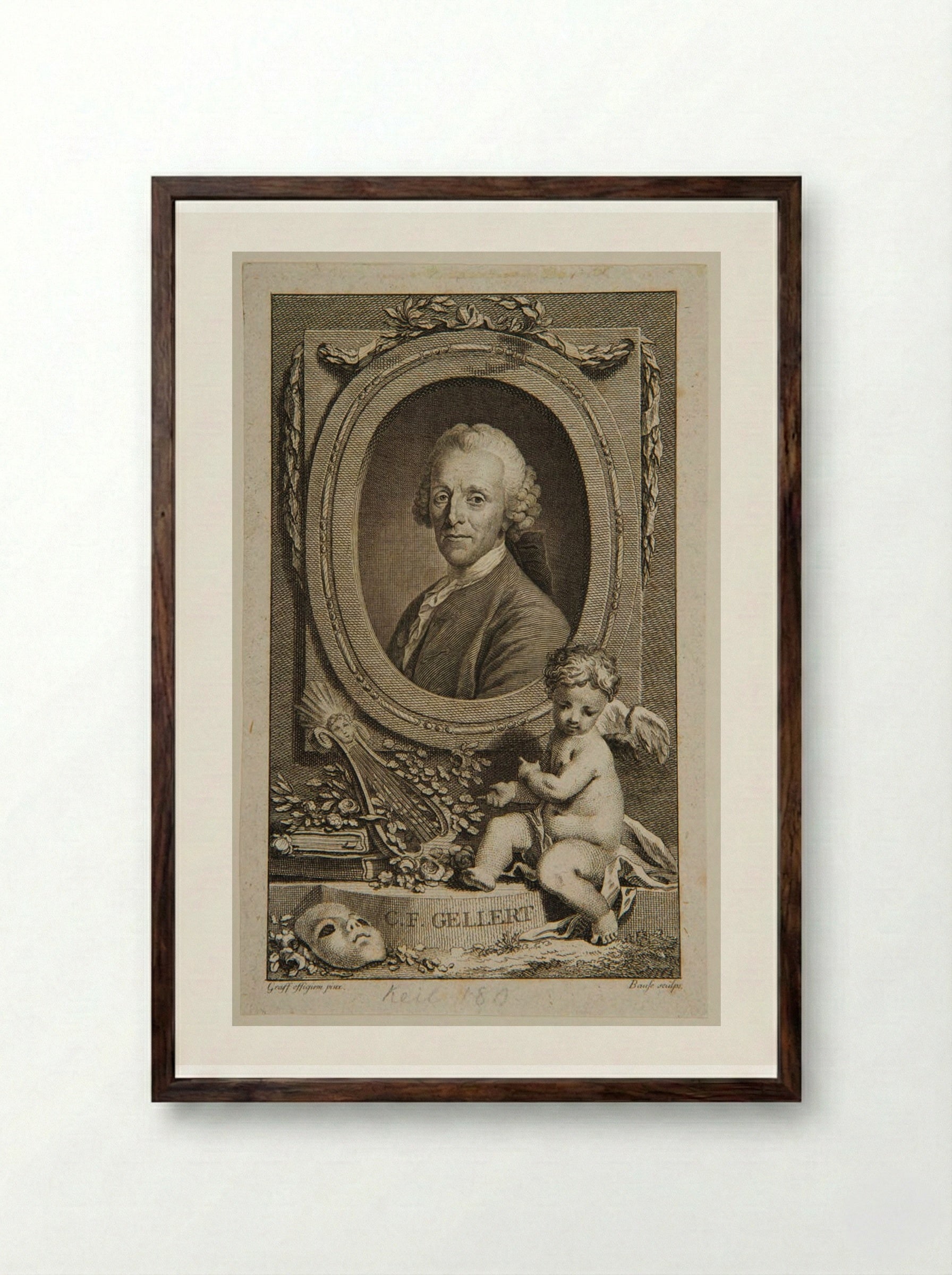 Christian Fürchtegott Gellert - Johann Friedrich Bause - Framed Print Dark Wood