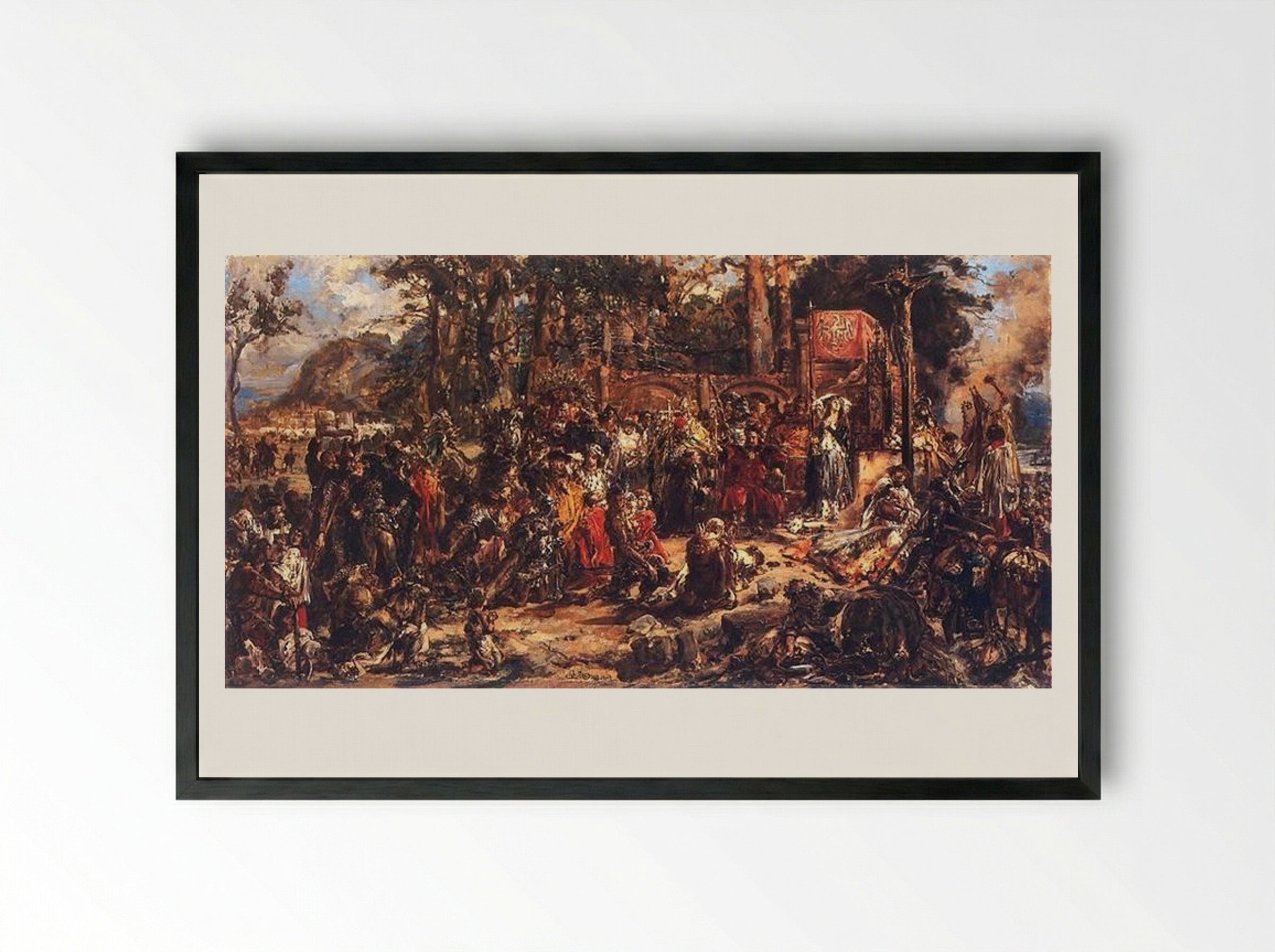 Christianization of Lithuania A.D. 1387 - Jan Matejko - Framed Print Black