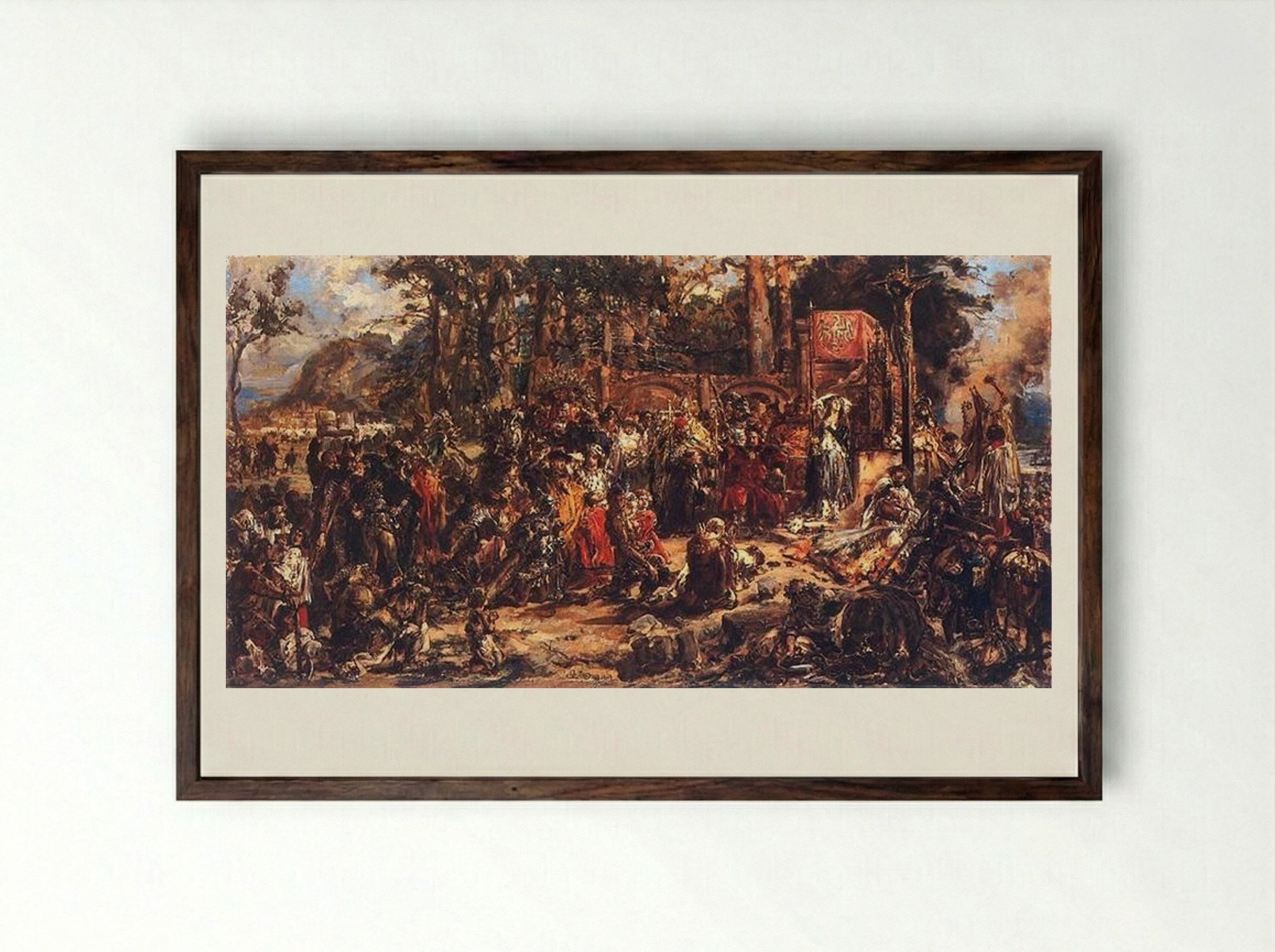 Christianization of Lithuania A.D. 1387 - Jan Matejko - Framed Print Dark Wood
