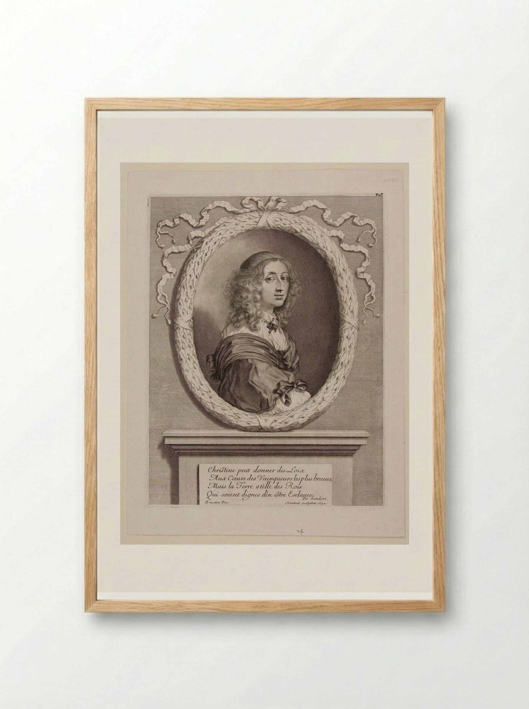 Christine, Queen of Sweden - Robert Nanteuil - Framed Print Wood