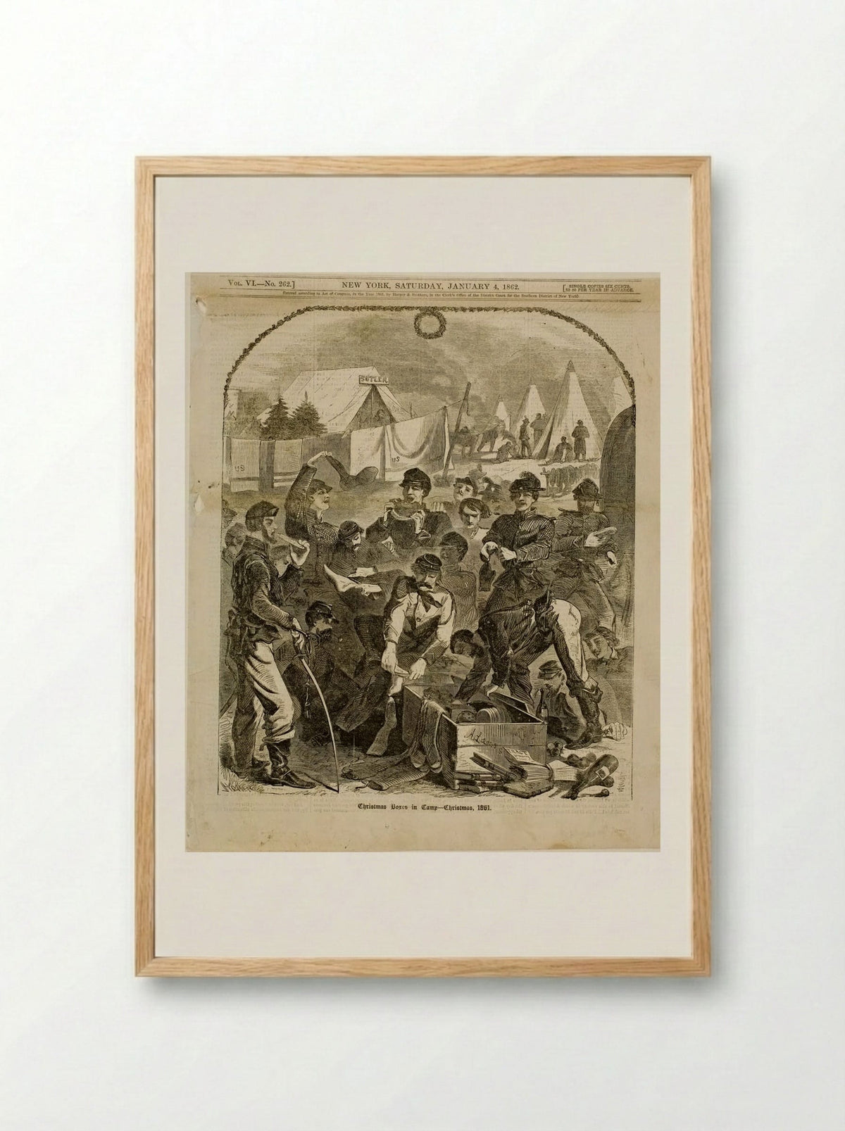 Christmas Boxes in Camp - Winslow Homer - Framed Print Wood
